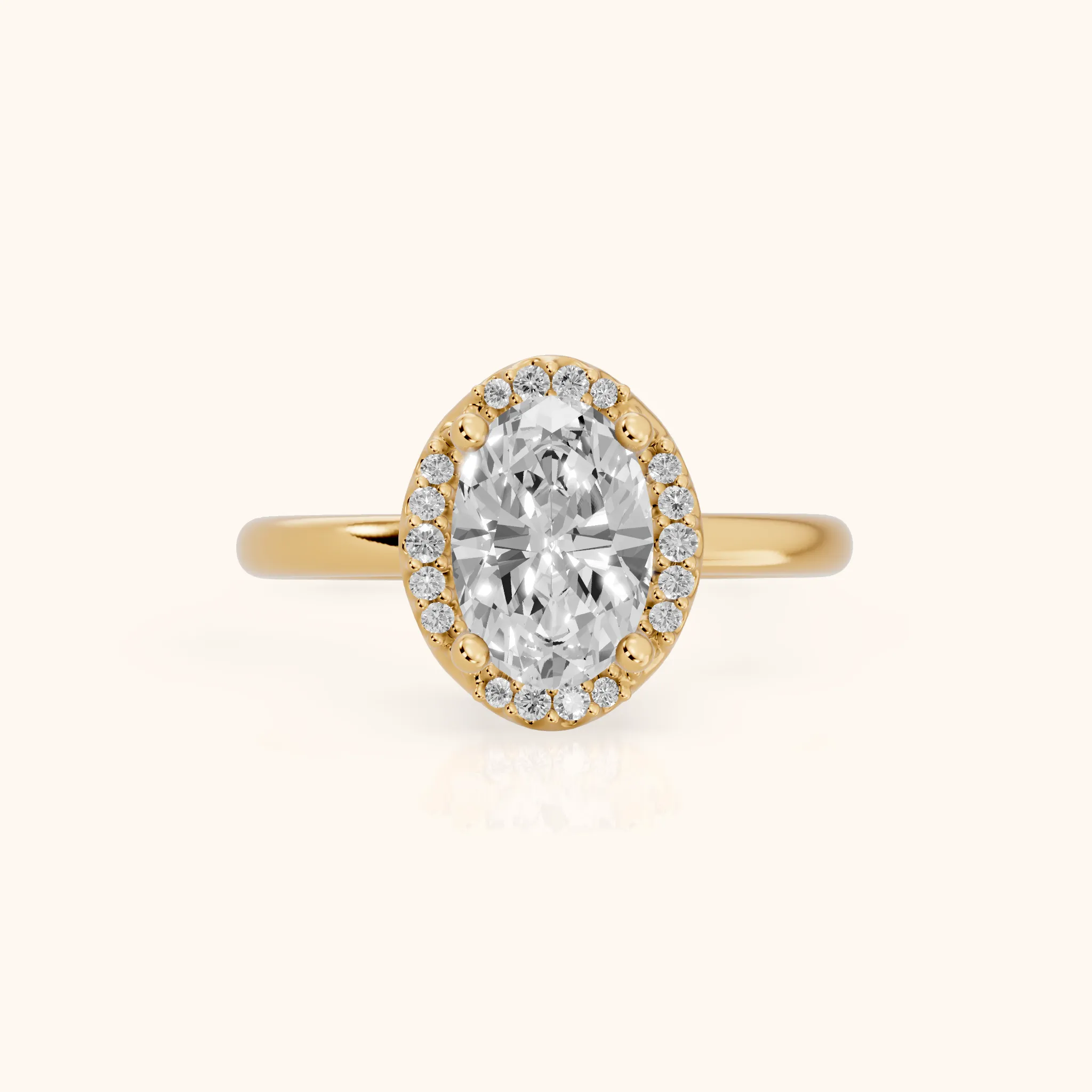 Elgin Halo Micropavé Oval Diamond Engagement Ring in Yellow Gold — view 1