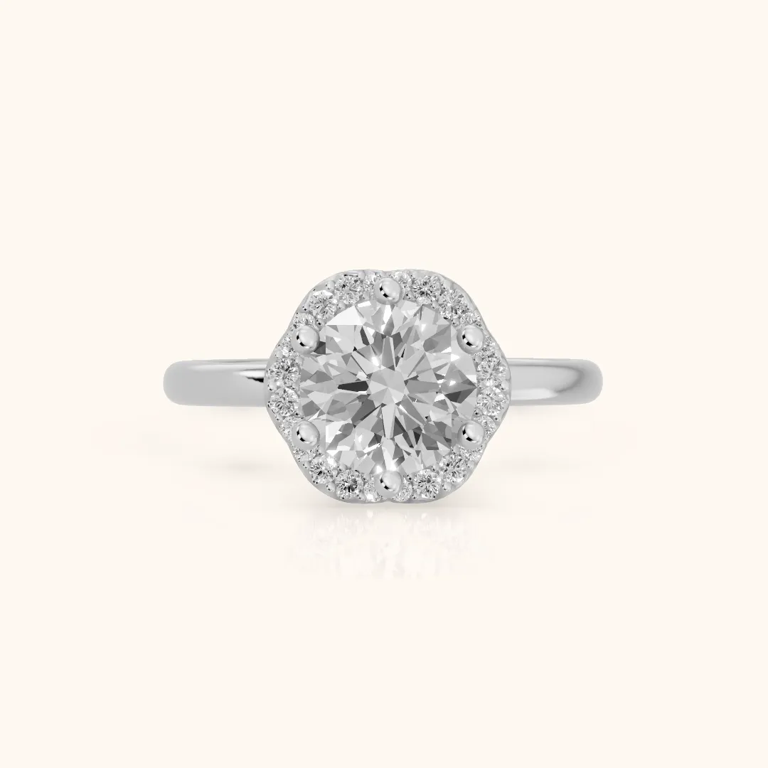 Elgin Halo Micropavé Round Diamond Engagement Ring in Silver — view 2