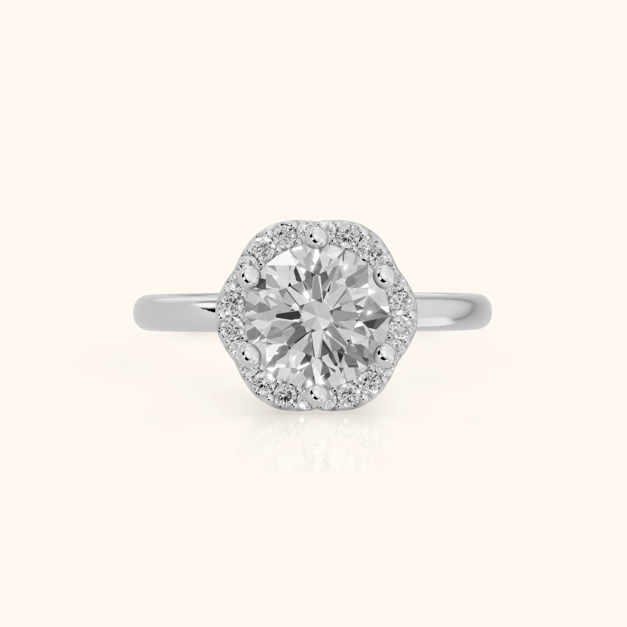 Elgin Halo Micropavé Round Diamond Engagement Ring in Silver — view 1