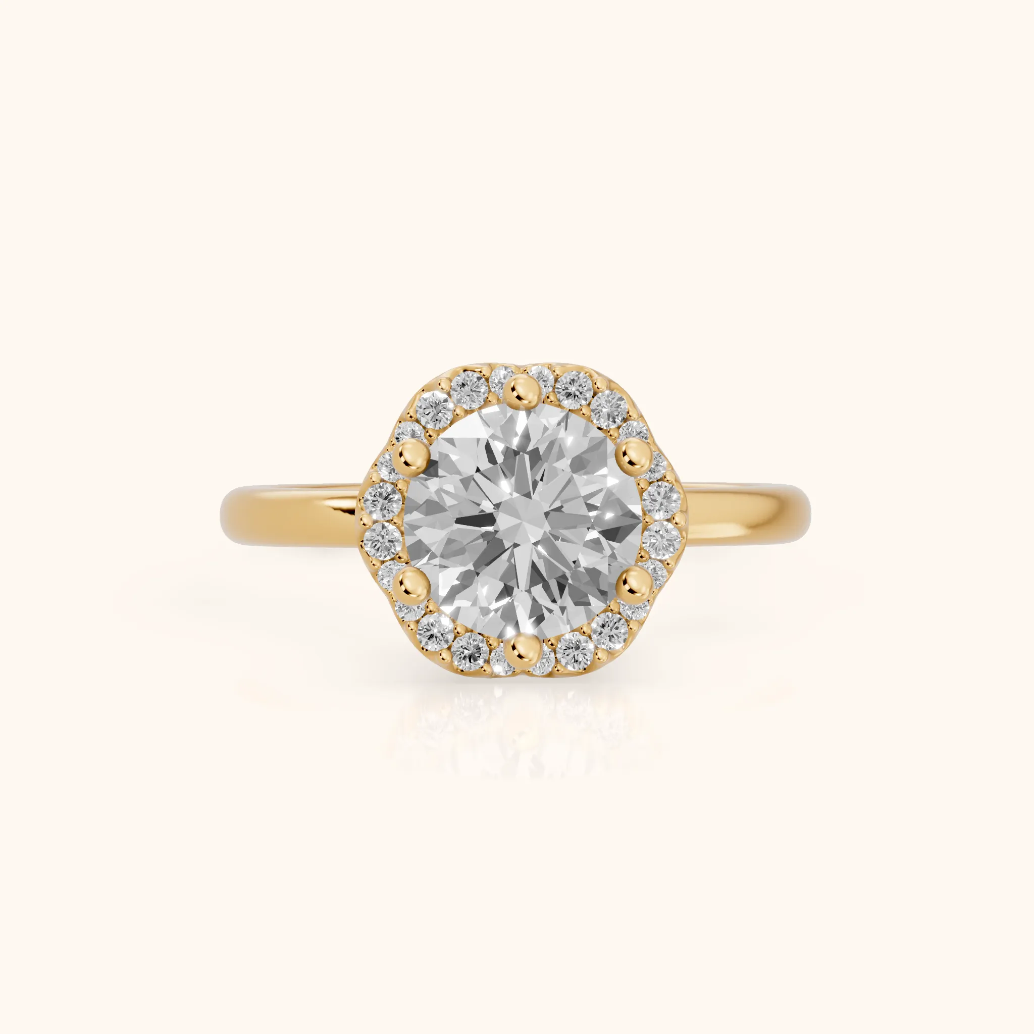 Elgin Halo Micropavé Round Diamond Engagement Ring in Yellow Gold — view 1