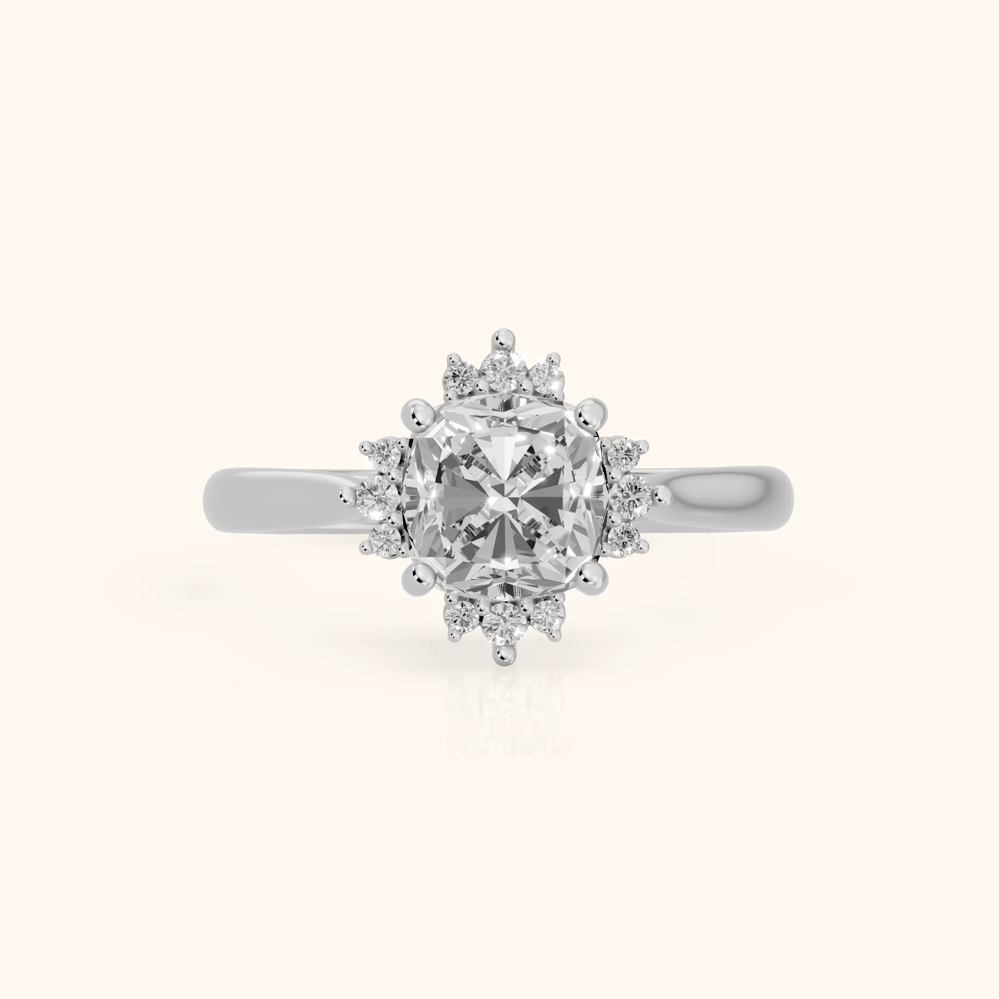 Linden Starburst Cluster Cushion Diamond Engagement Ring in Silver — view 1