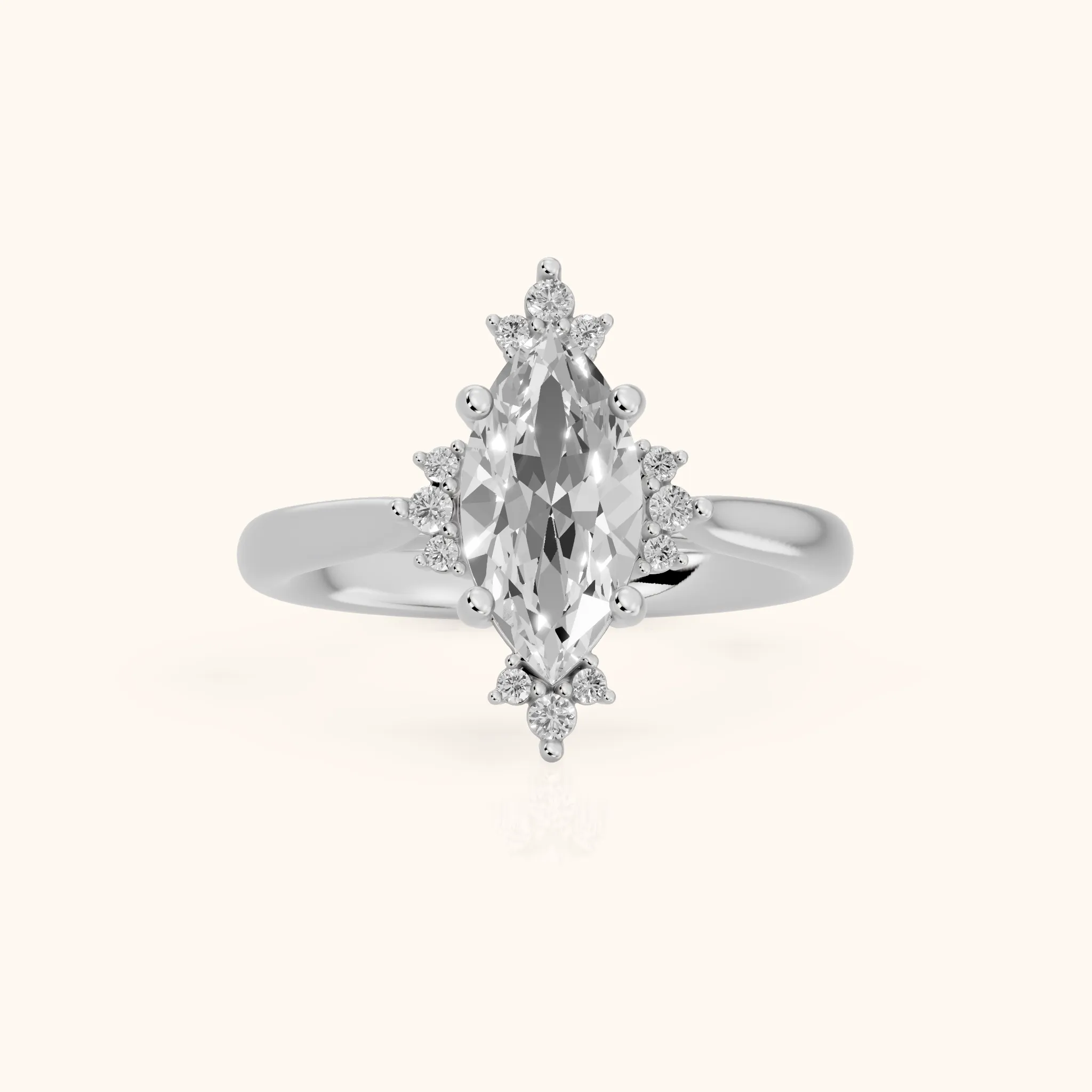 Linden Starburst Cluster Marquise Diamond Engagement Ring in Platinum — view 1