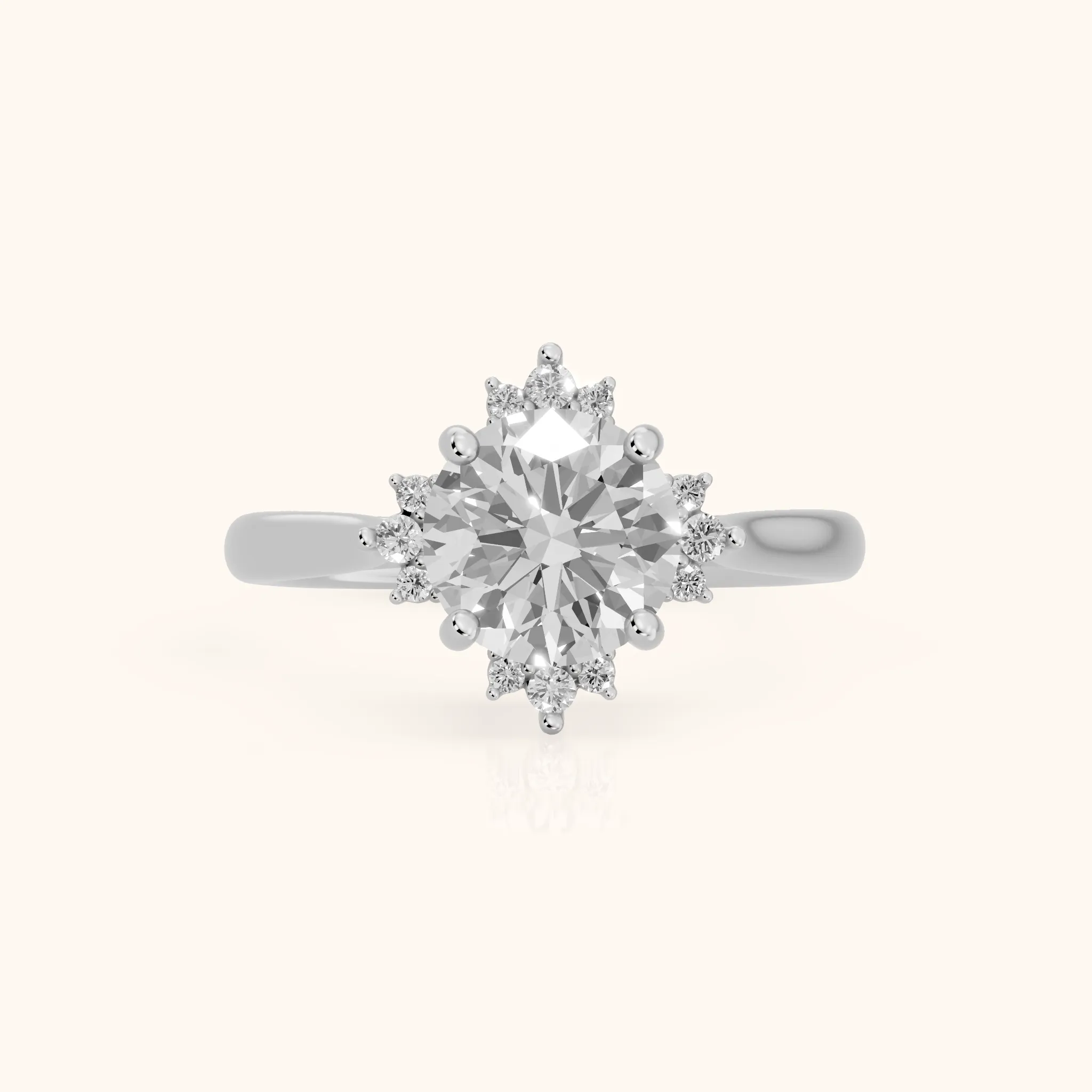 Linden Starburst Cluster Round Diamond Engagement Ring in Platinum — view 1