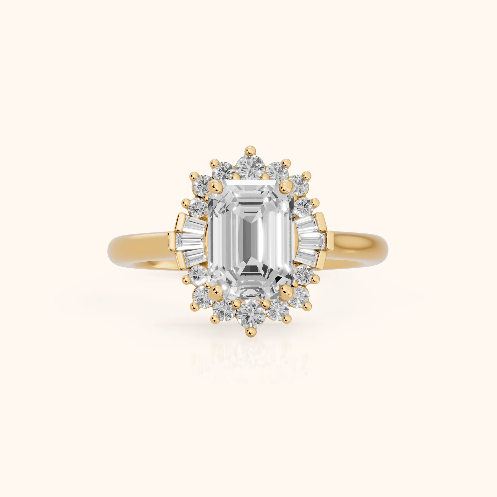 Marlow Ballerina Halo Emerald Diamond Engagement Ring in Yellow Gold — view 1