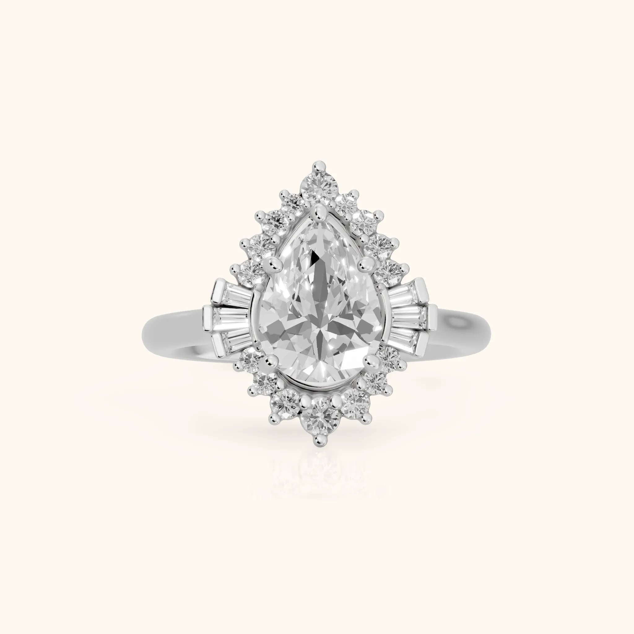 Marlow Ballerina Halo Pear Diamond Engagement Ring in White Gold — view 1