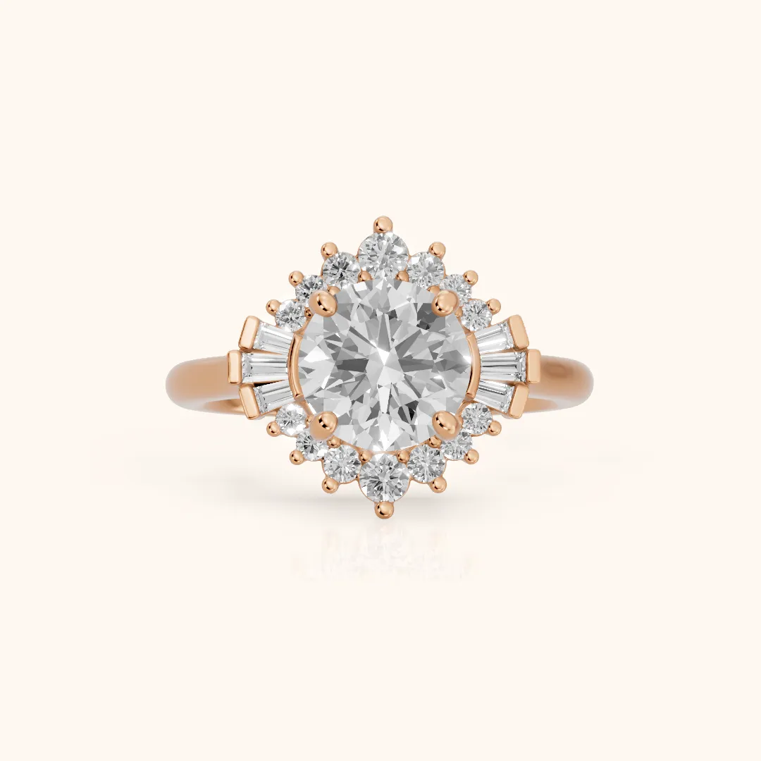 Marlow Ballerina Halo Round Diamond Engagement Ring in Rose Gold — view 2
