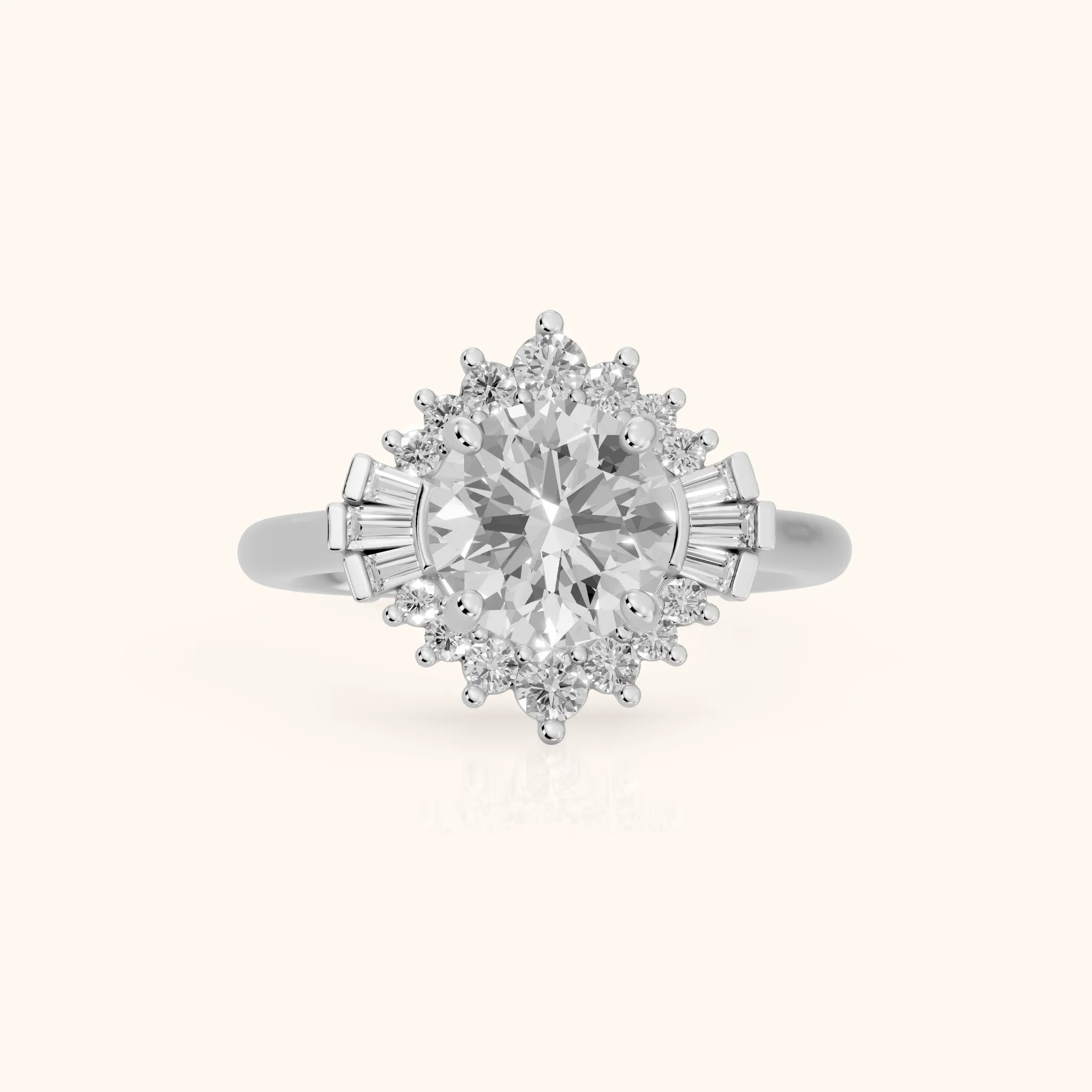 Marlow Ballerina Halo Round Diamond Engagement Ring in Silver — view 1