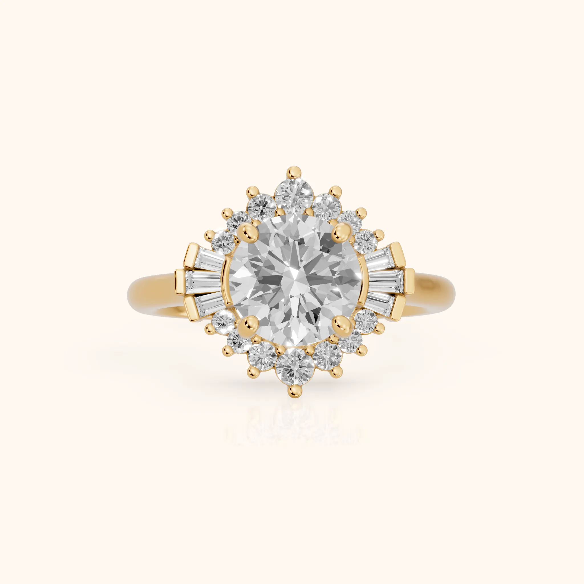 Marlow Ballerina Halo Round Diamond Engagement Ring in Yellow Gold — view 1