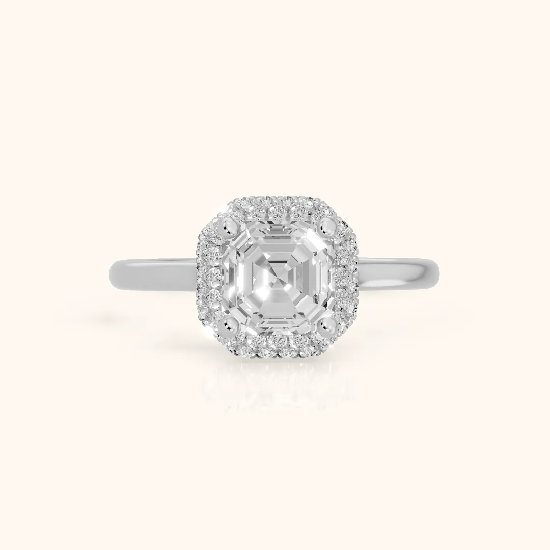 Destin Halo Micropavé Asscher Diamond Engagement Ring in Platinum — view 2