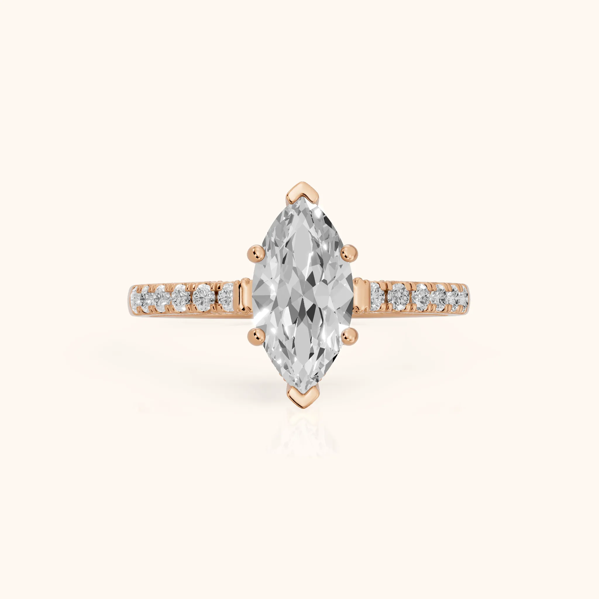 Rialto Hidden Halo Milgrain Marquise Diamond Engagement Ring in Rose Gold — view 1