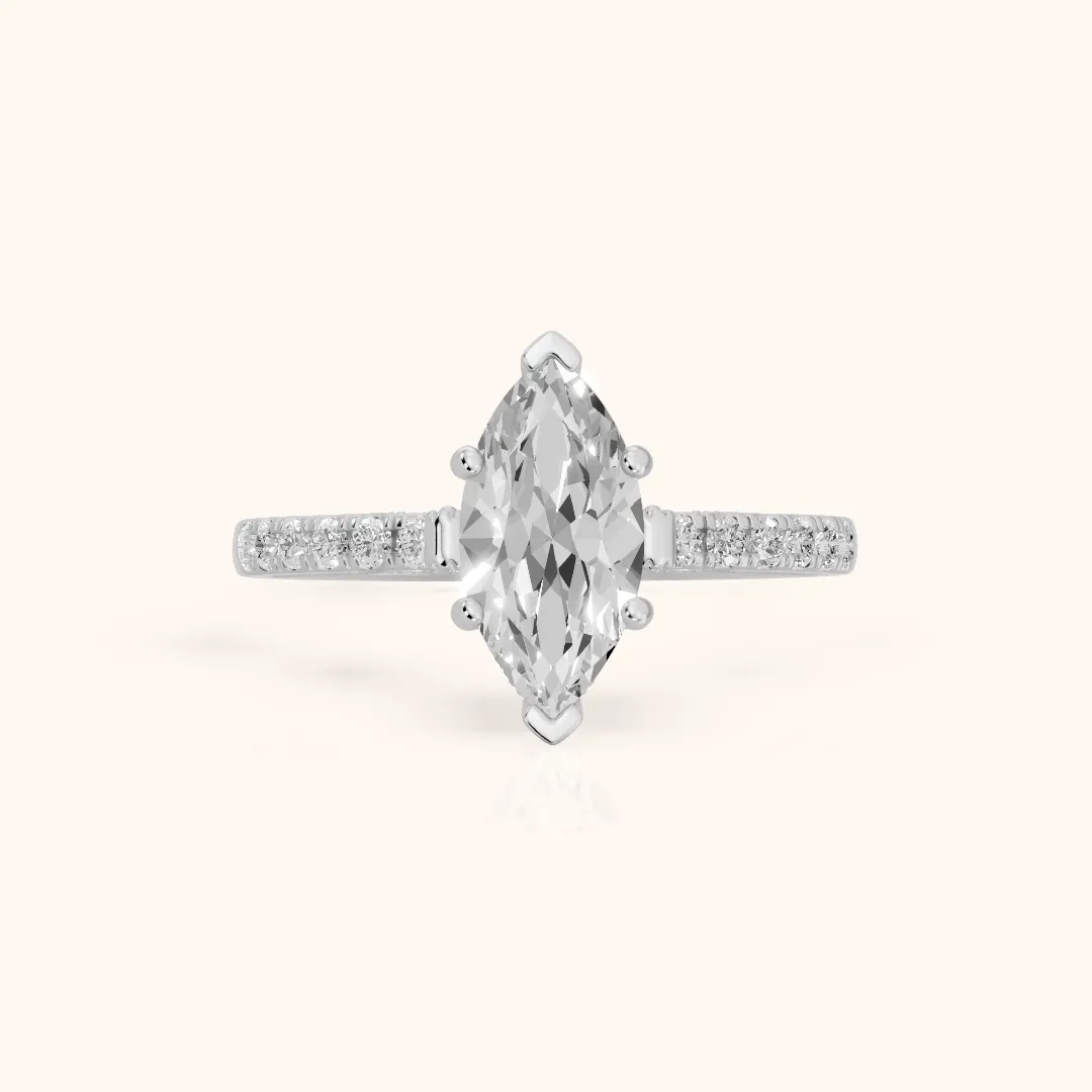 Rialto Hidden Halo Milgrain Marquise Diamond Engagement Ring in White Gold — view 2