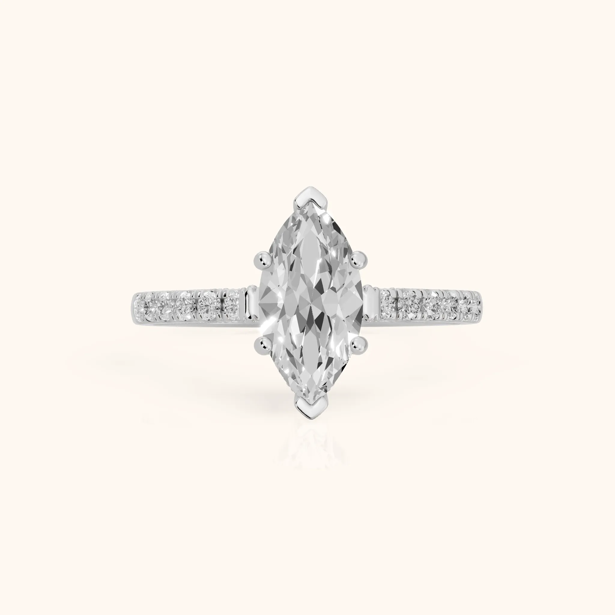 Rialto Hidden Halo Milgrain Marquise Diamond Engagement Ring in White Gold — view 1
