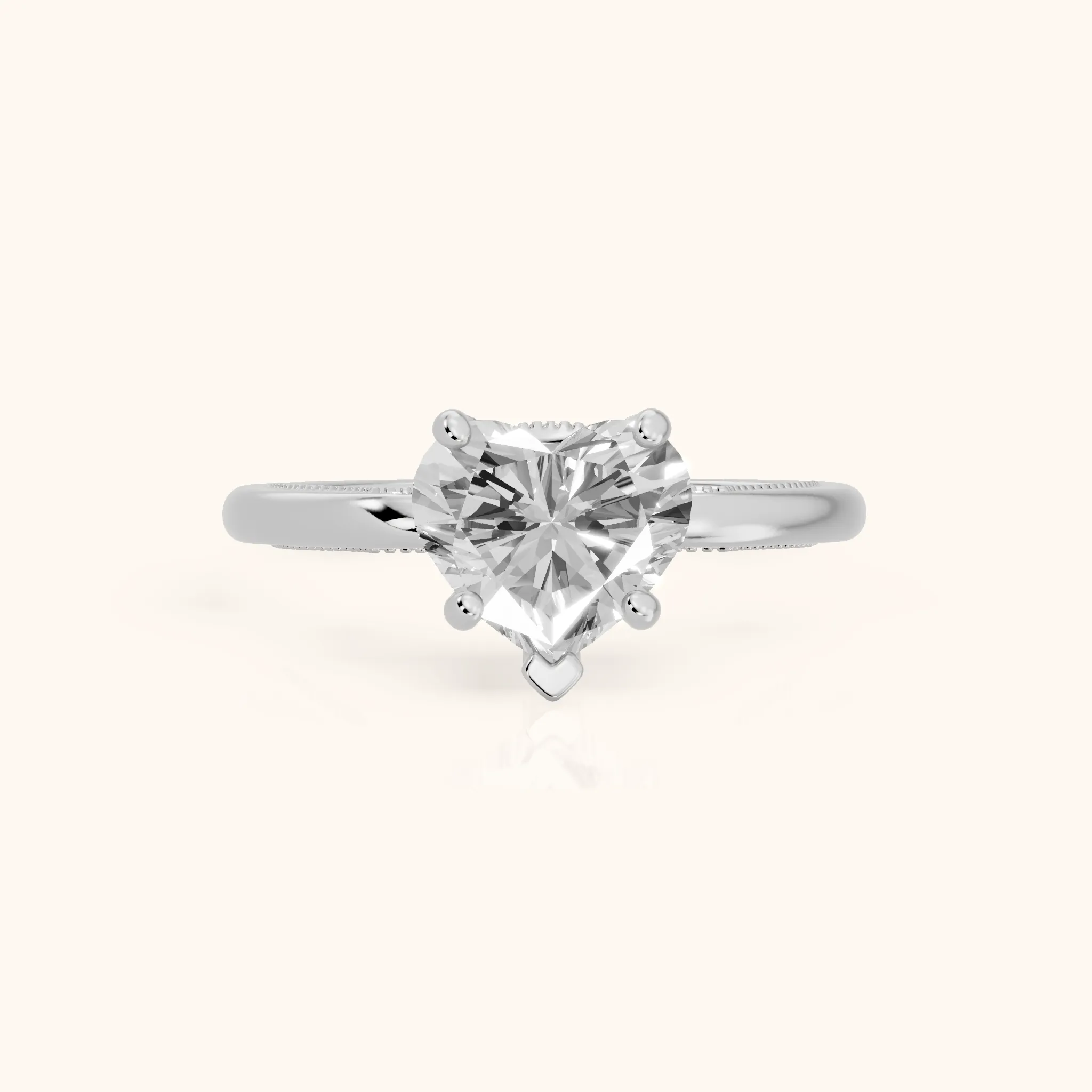 Lowell Hidden Halo Milgrain Heart Diamond Engagement Ring in Silver — view 1
