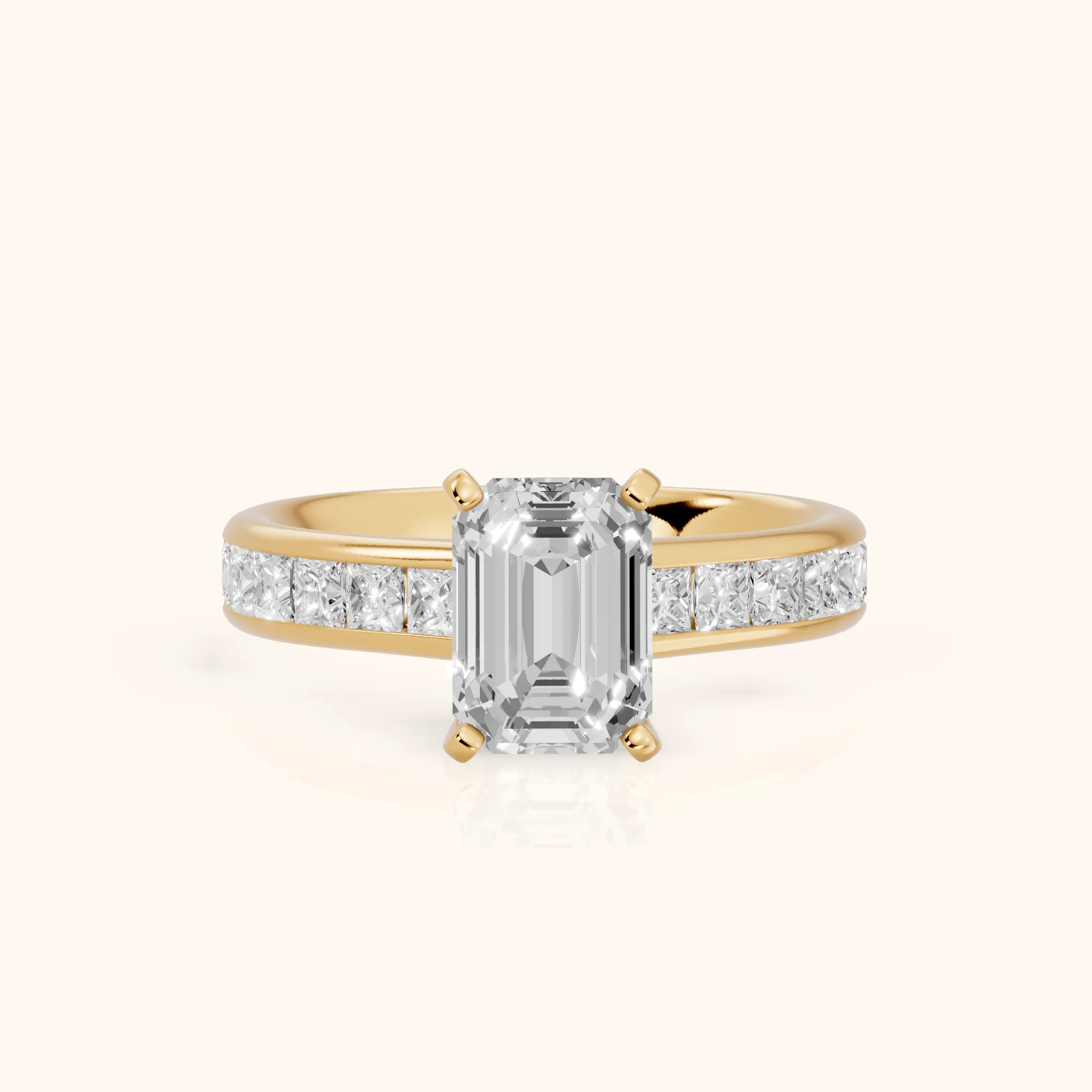 Frisco Channel Set Emerald Diamond Engagement Ring in Yellow Gold — view 1