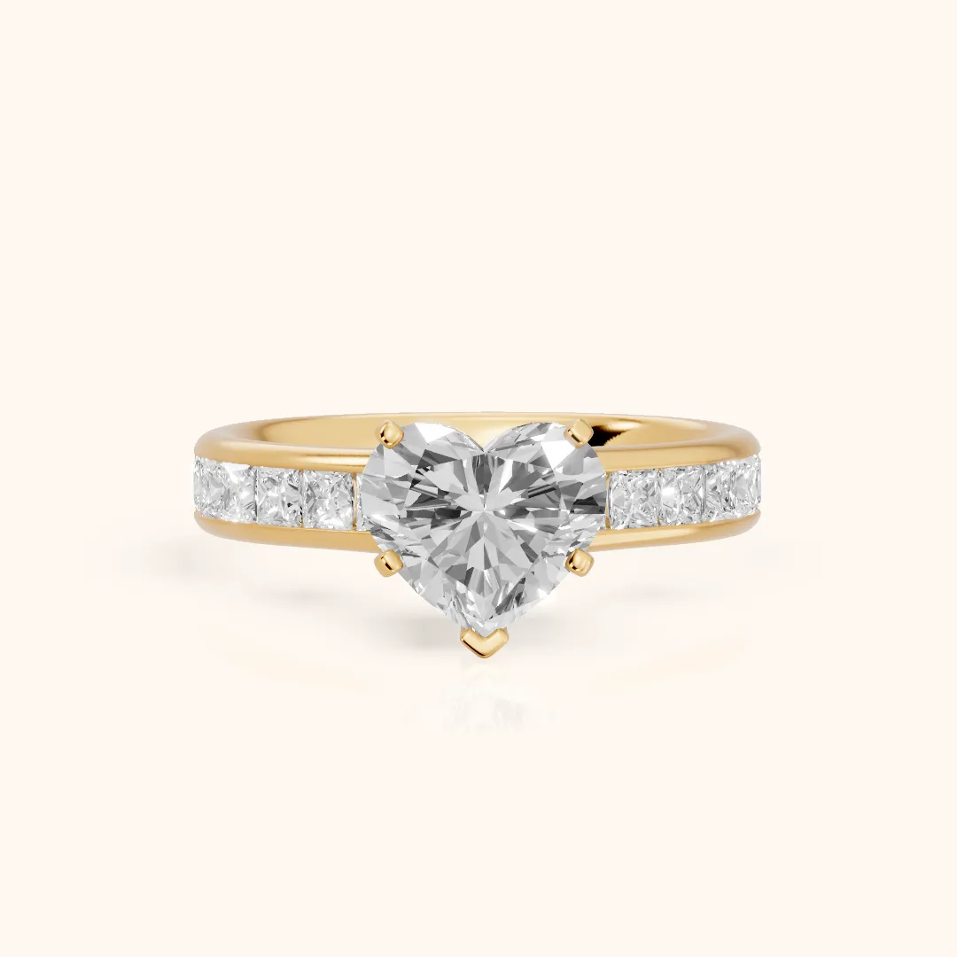 Frisco Channel Set Heart Diamond Engagement Ring in Yellow Gold — view 2