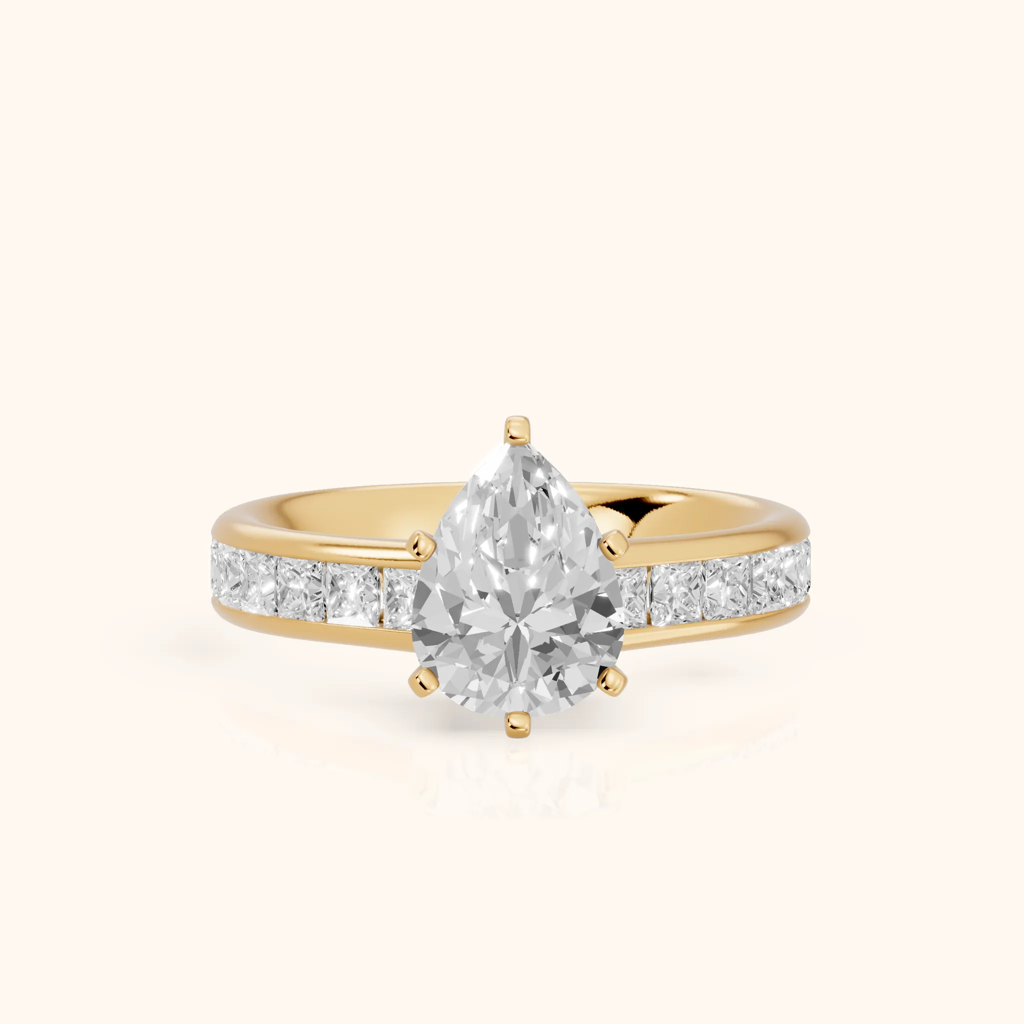 Frisco Channel Set Pear Diamond Engagement Ring in Yellow Gold — view 1