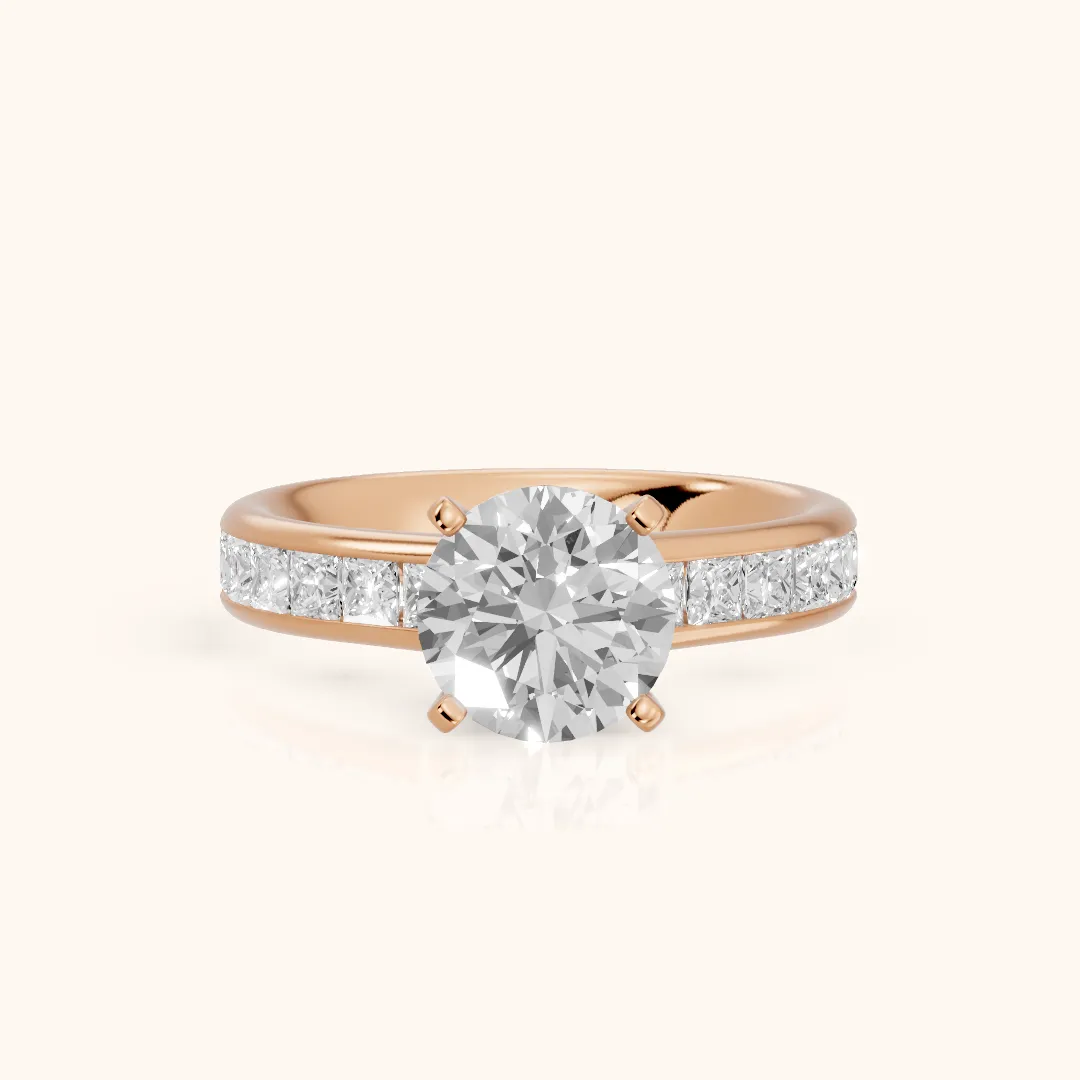 Frisco Channel Set Round Diamond Engagement Ring in Rose Gold — view 2