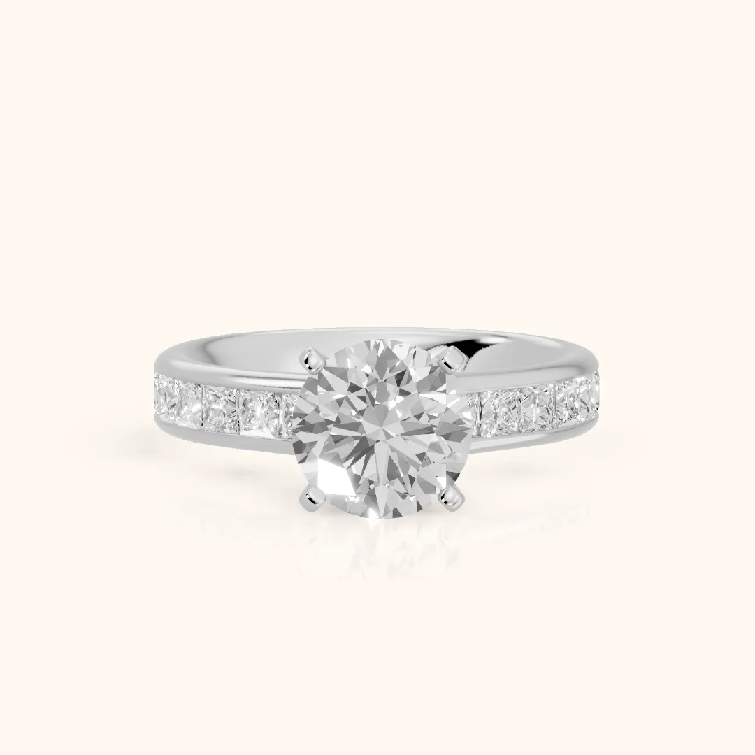 Frisco Channel Set Round Diamond Engagement Ring in Silver — view 2