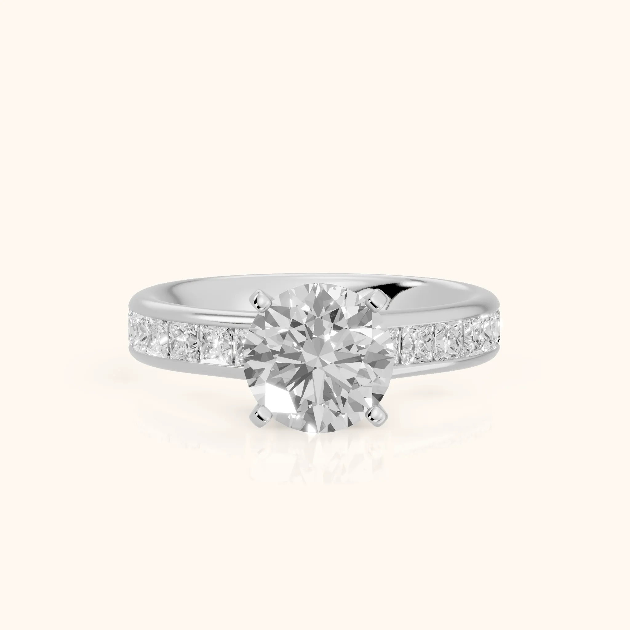 Frisco Channel Set Round Diamond Engagement Ring in Silver — view 1