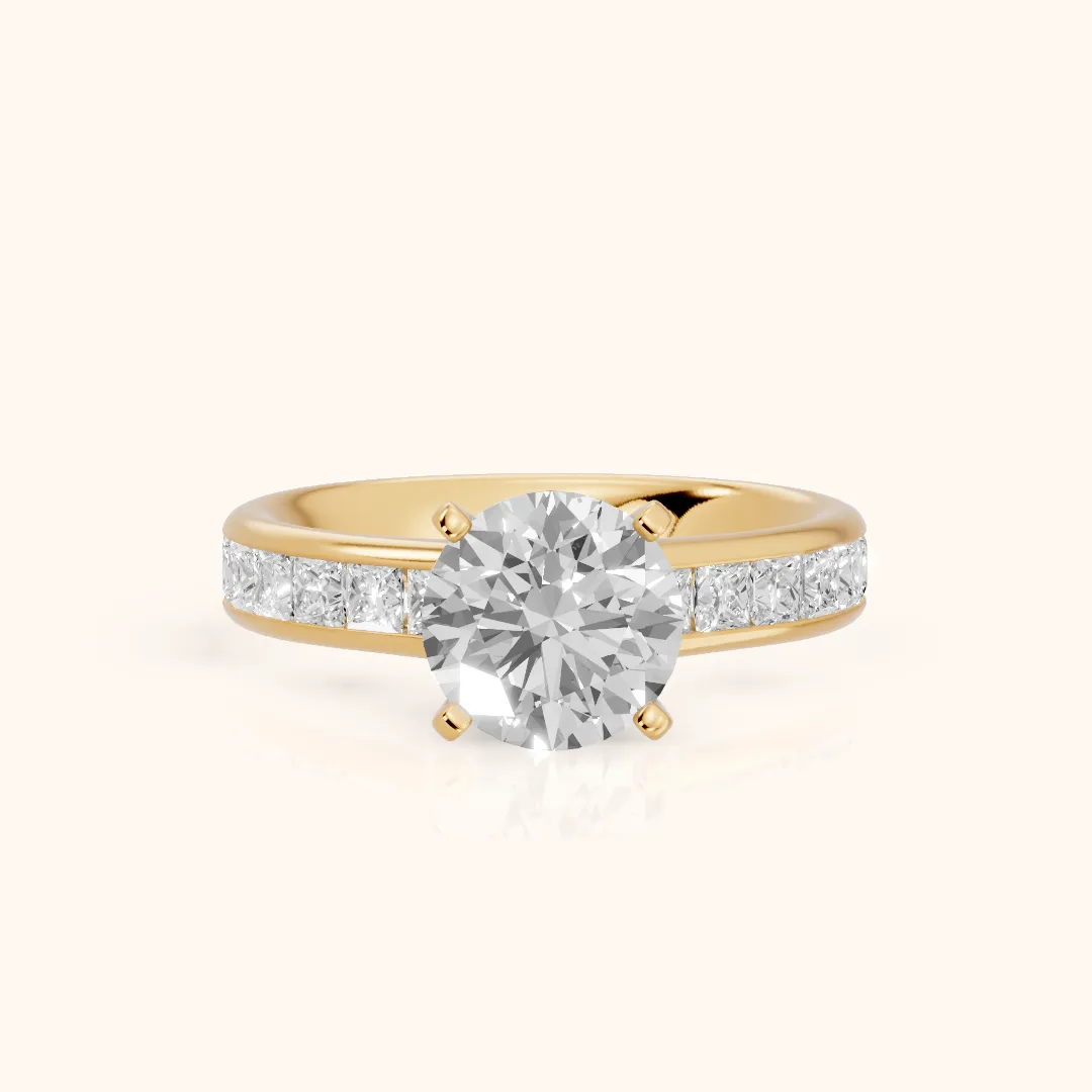 Frisco Channel Set Round Diamond Engagement Ring in Yellow Gold — view 2
