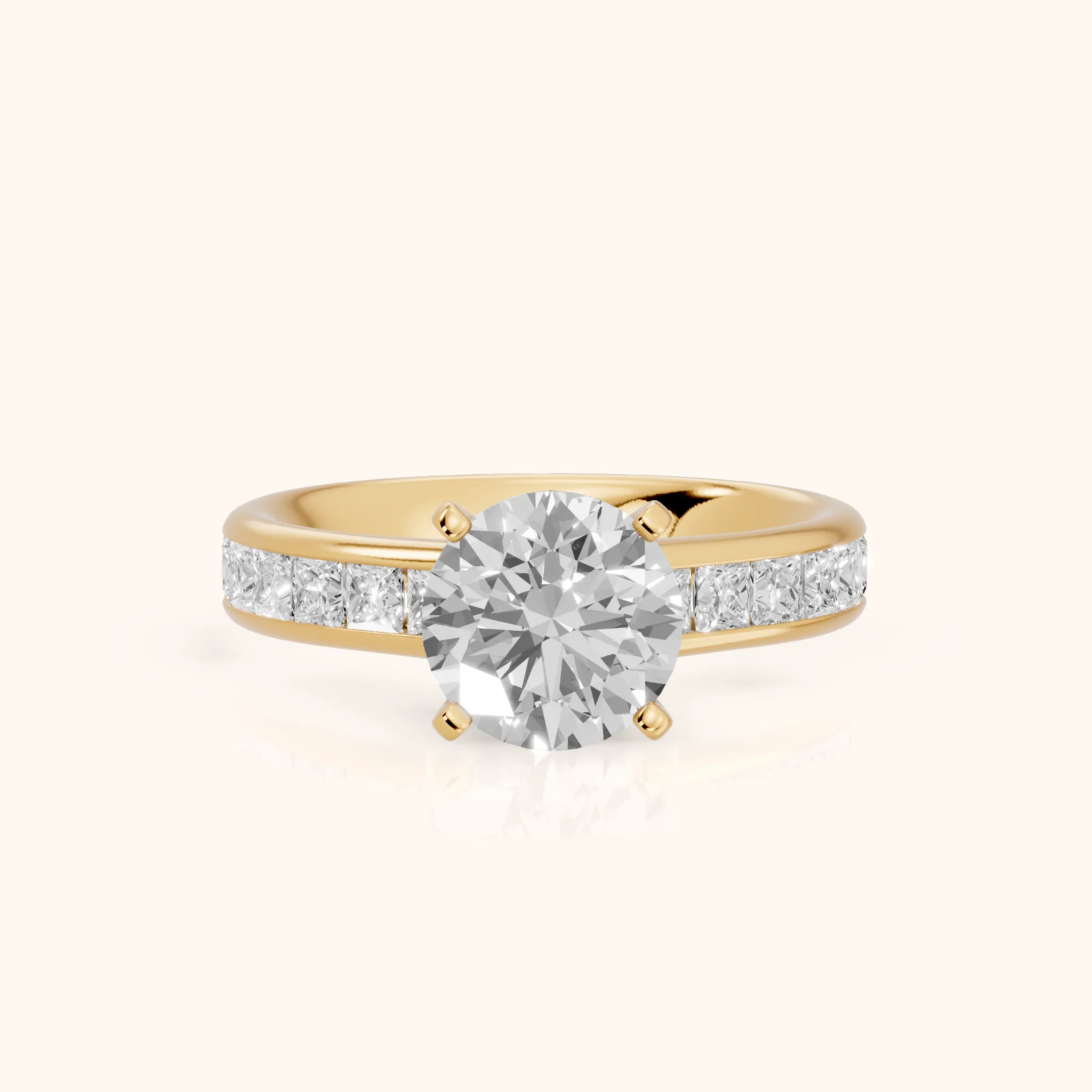 Frisco Channel Set Round Diamond Engagement Ring in Yellow Gold — view 1