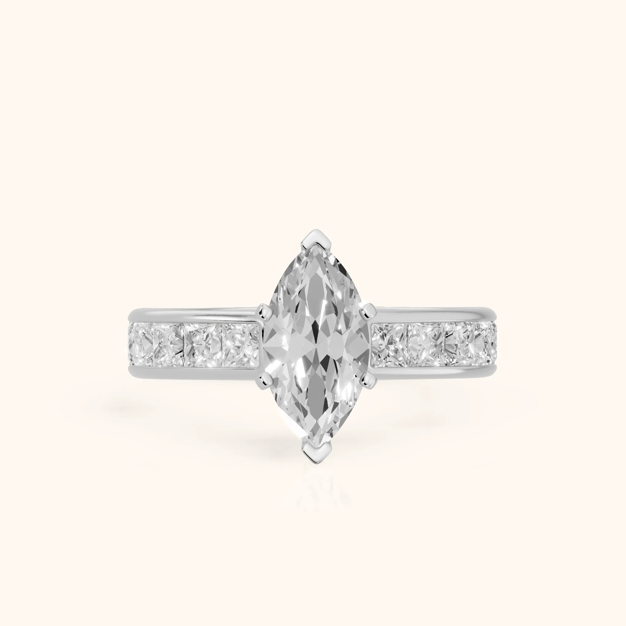 Sonoma Wide Band Channel Set Marquise Diamond Engagement Ring in Platinum — view 1