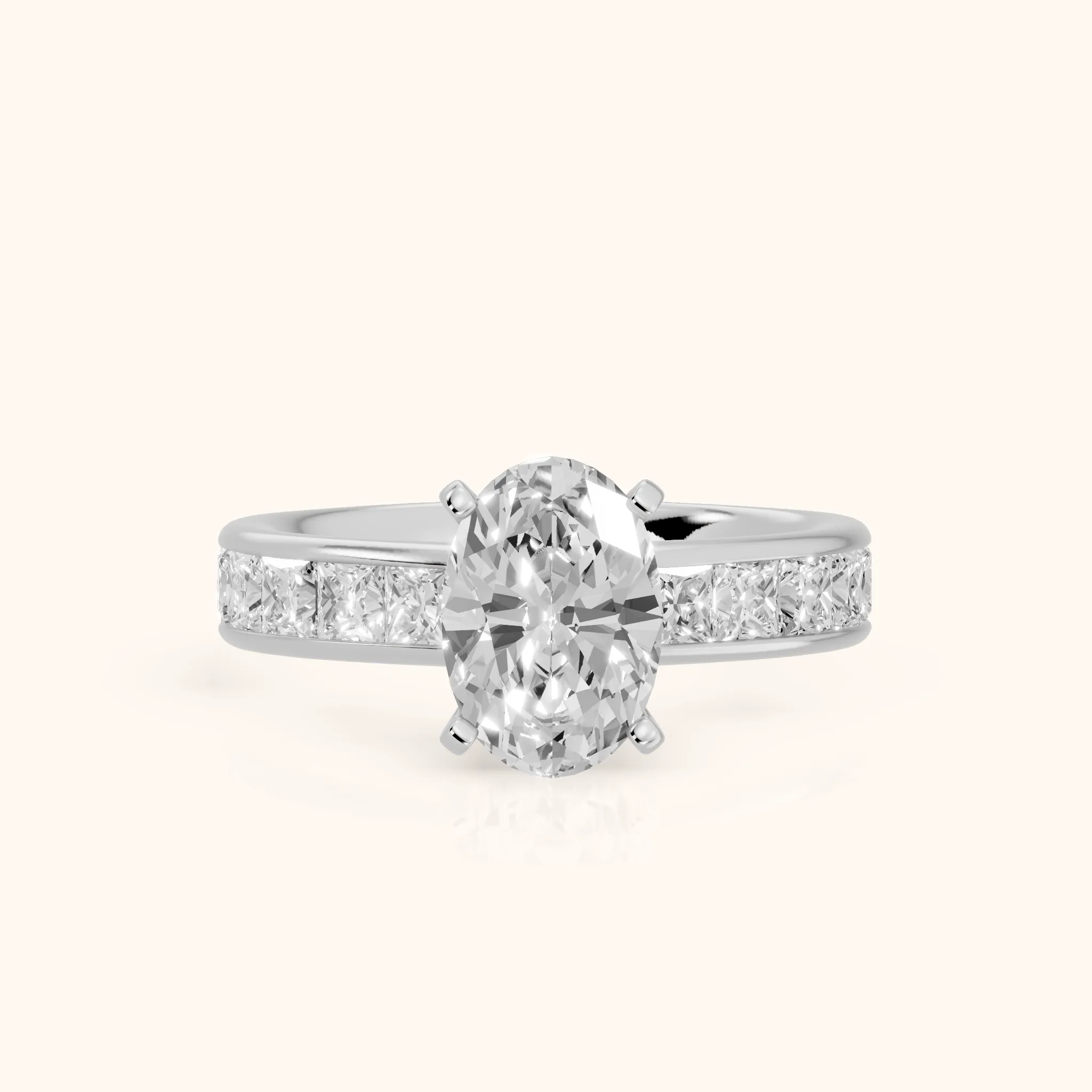 Sonoma Wide Band Channel Set Oval Diamond Engagement Ring in Silver — view 1