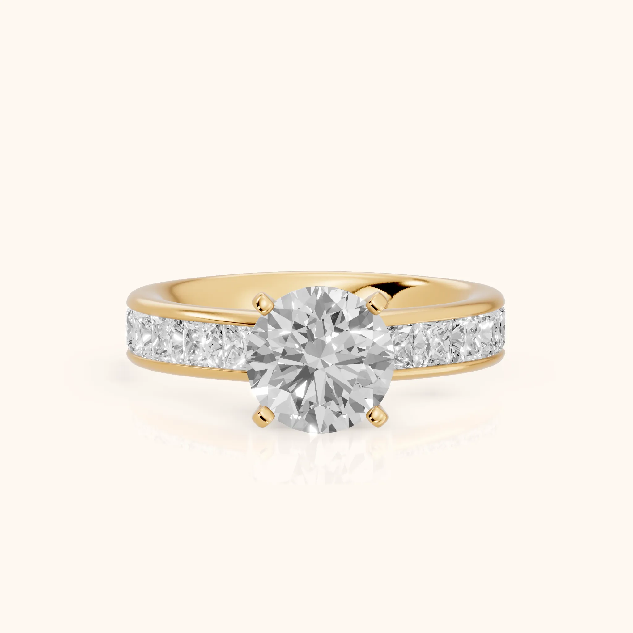Sonoma Wide Band Channel Set Round Diamond Engagement Ring in Yellow Gold — view 1