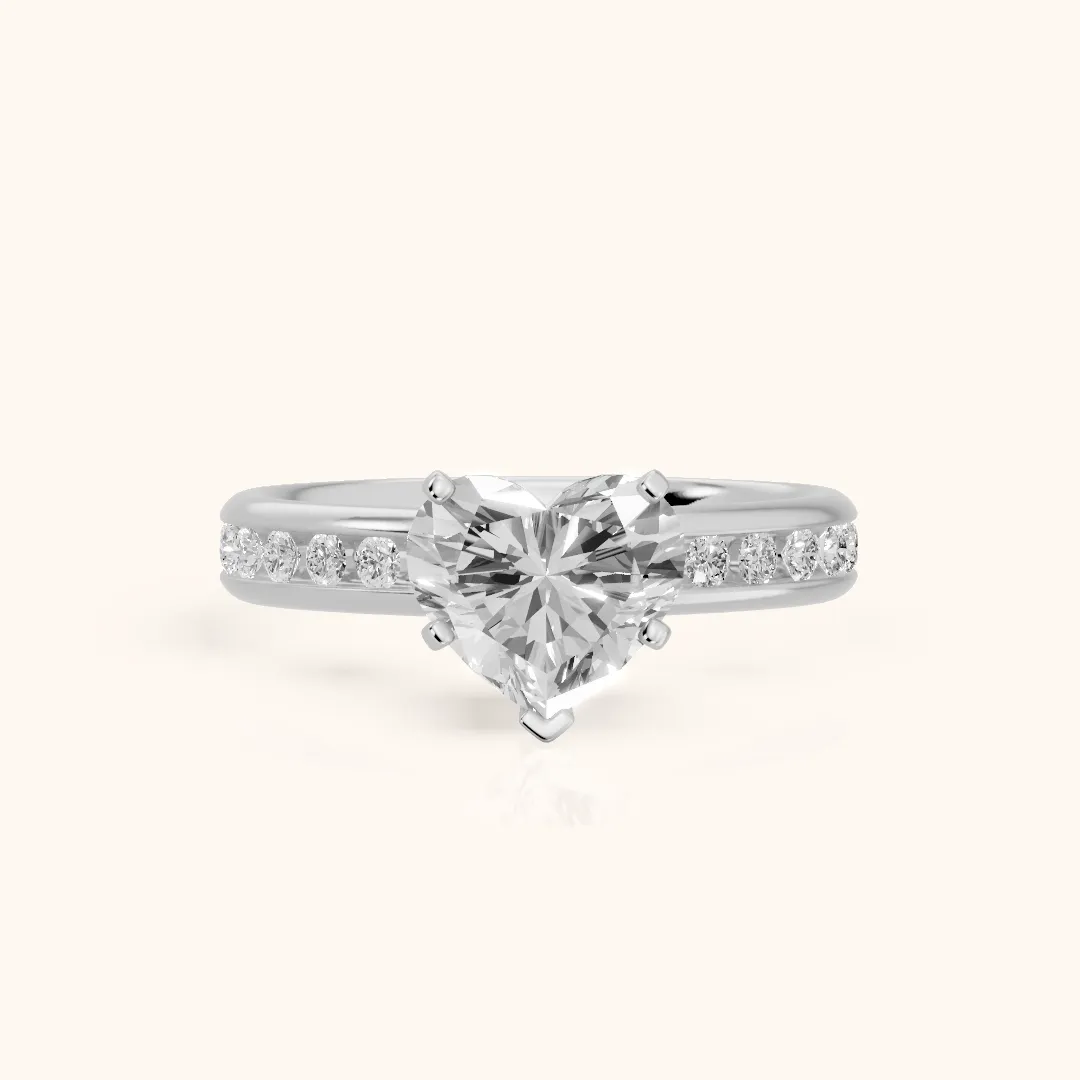 Avalon Channel Set Heart Diamond Engagement Ring in Platinum — view 2