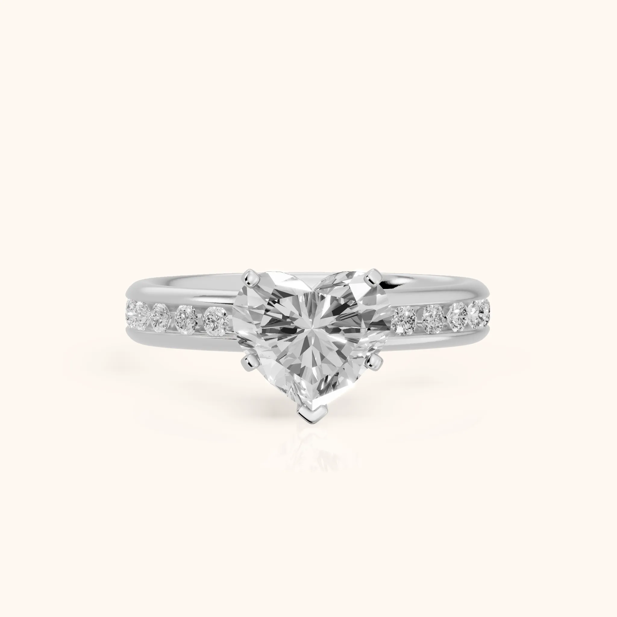 Avalon Channel Set Heart Diamond Engagement Ring in Platinum — view 1