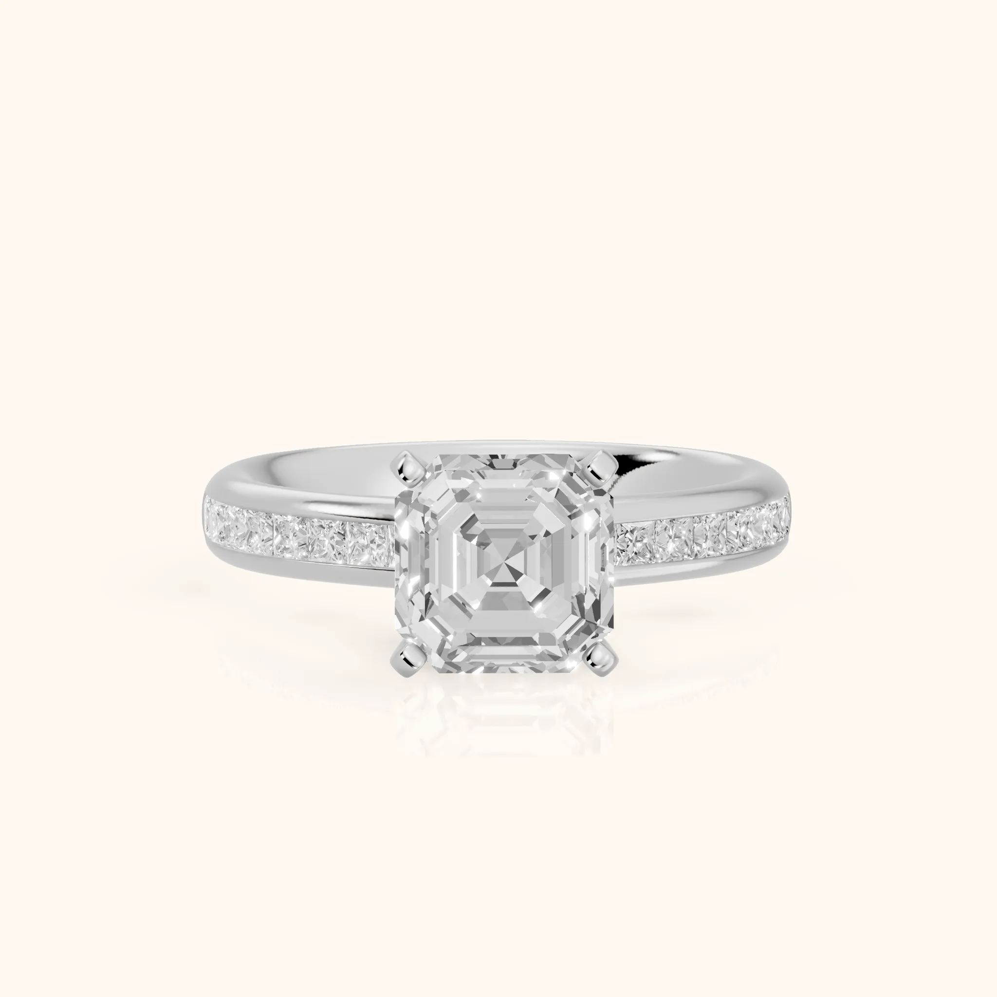 Solano Channel Set Asscher Diamond Engagement Ring in Silver — view 1