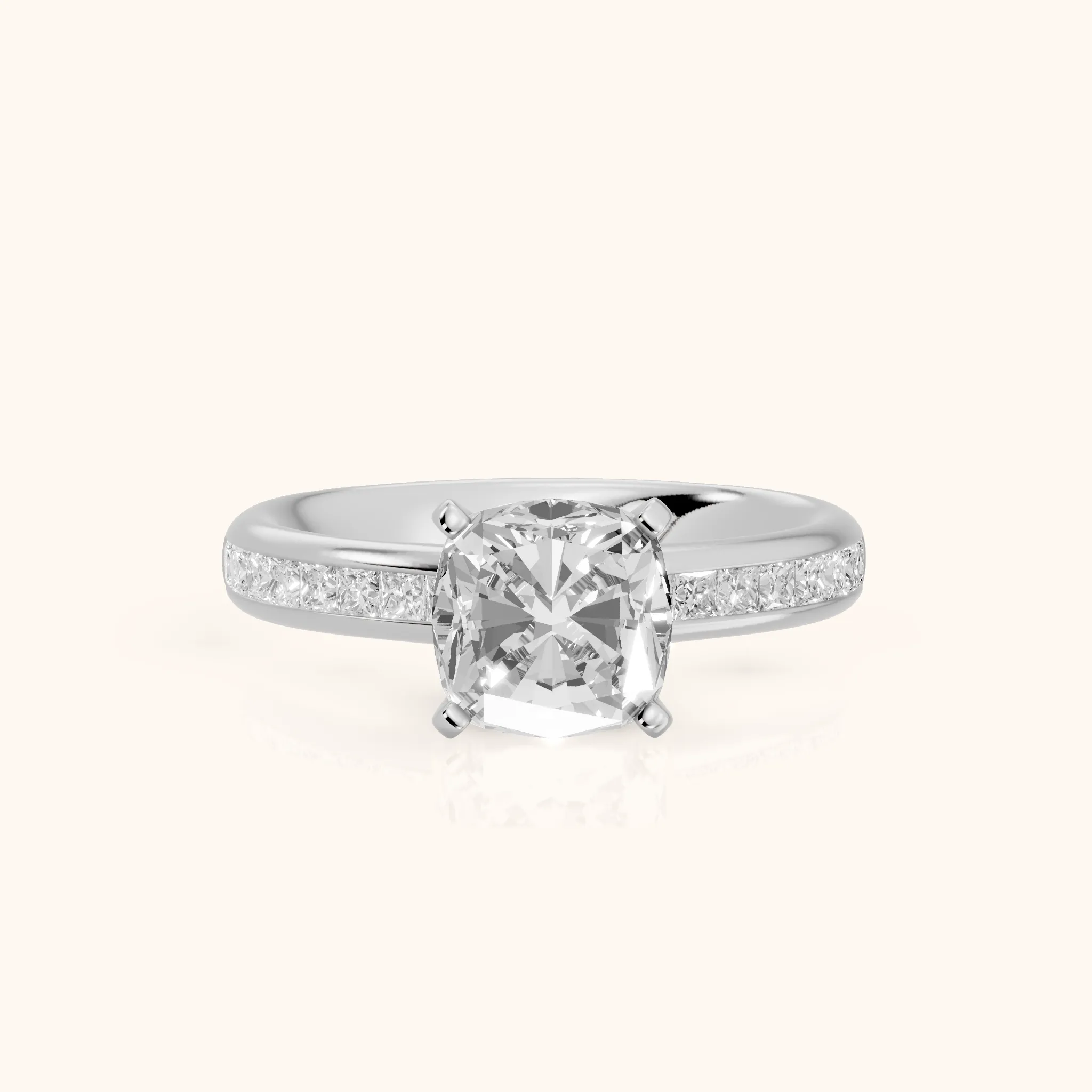 Solano Channel Set Cushion Diamond Engagement Ring in Silver — view 1