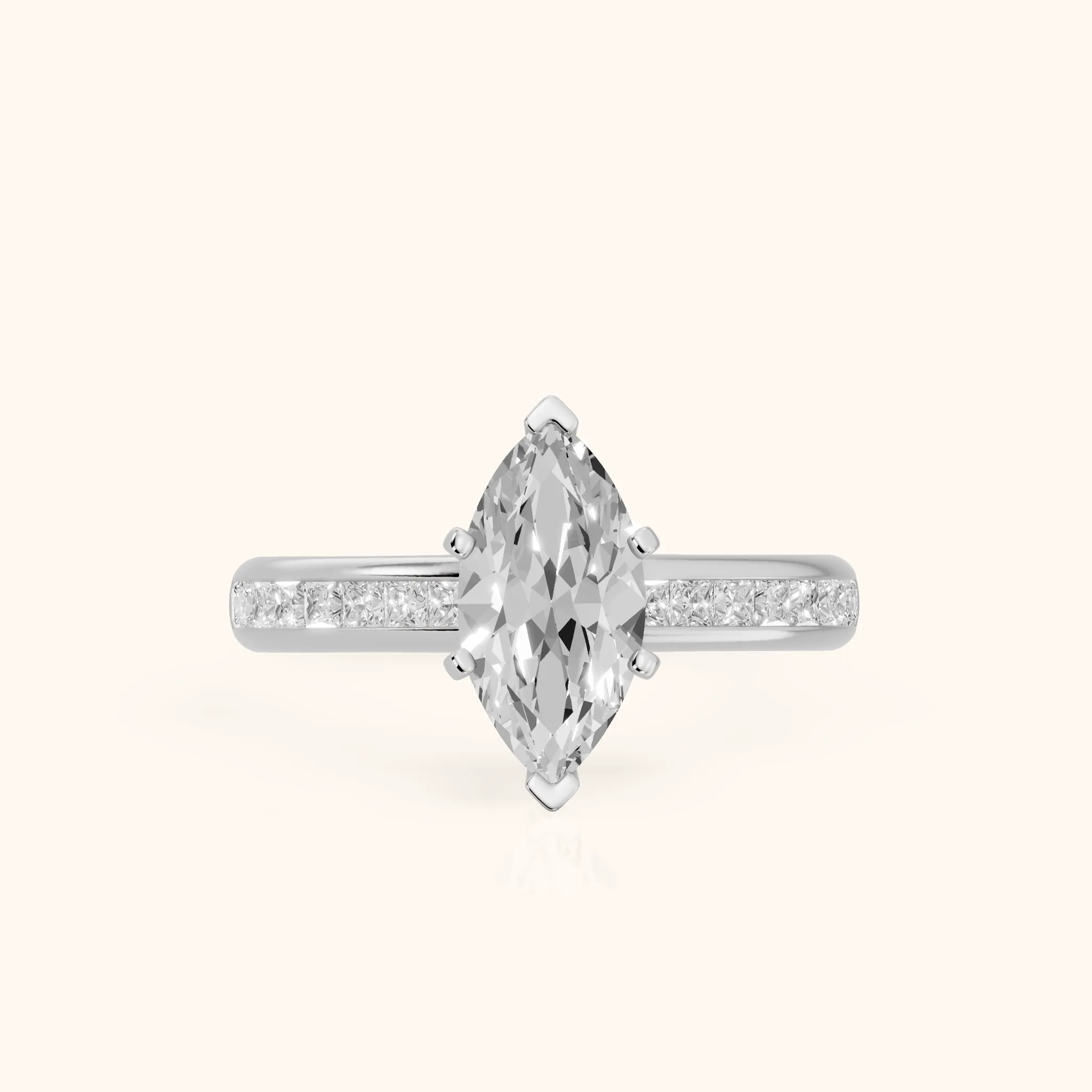 Solano Channel Set Marquise Diamond Engagement Ring in White Gold — view 1