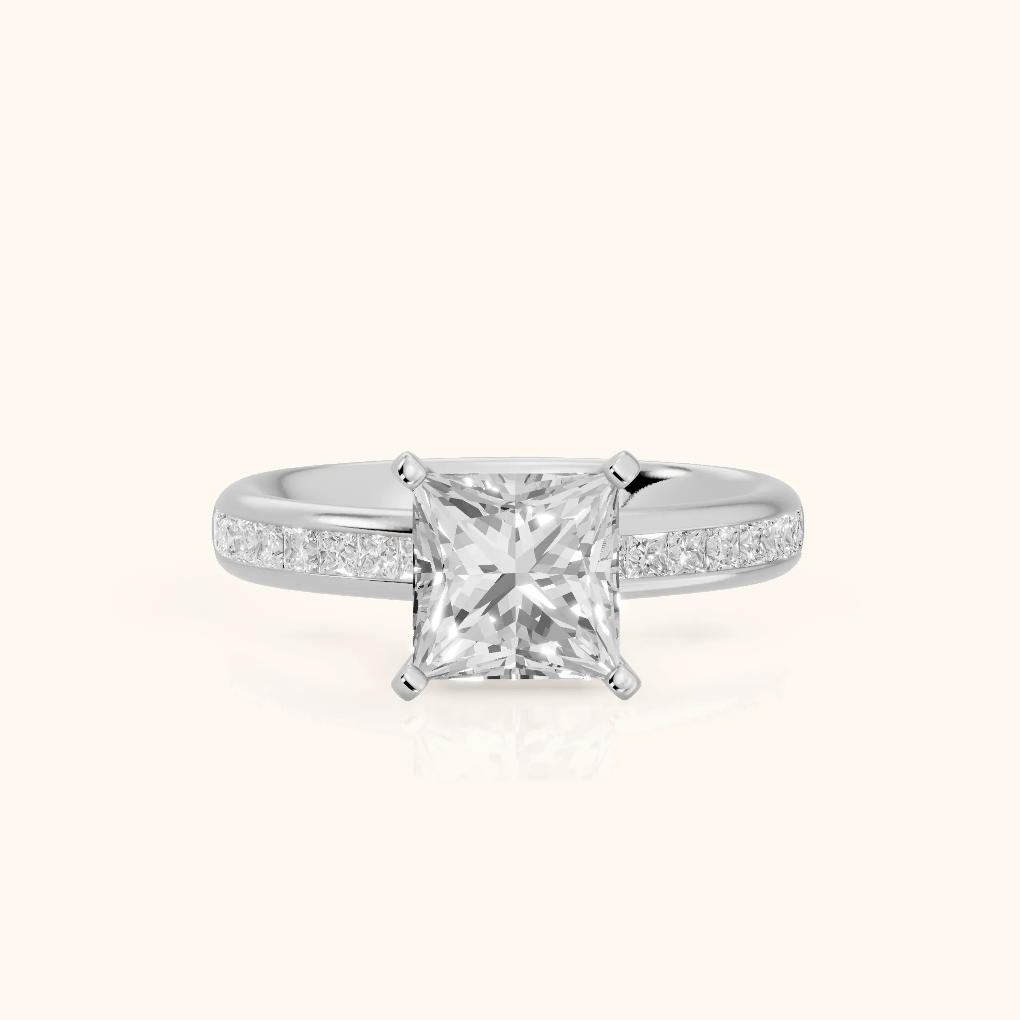 Solano Channel Set Princess Diamond Engagement Ring in Silver — view 1