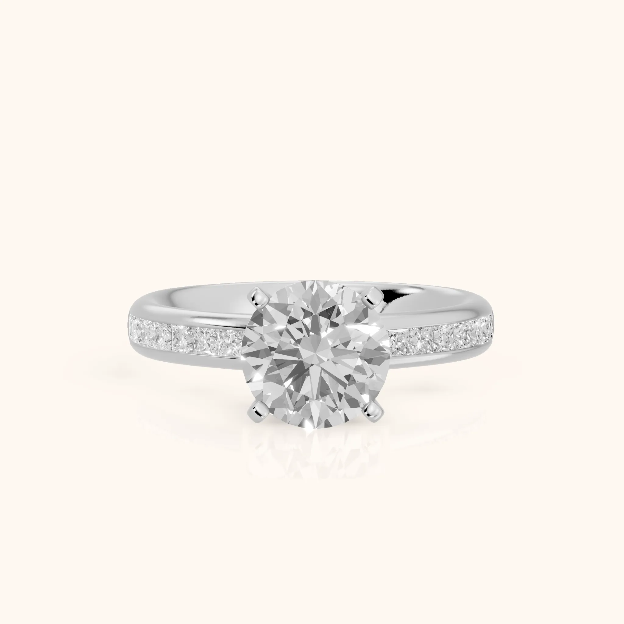 Solano Channel Set Round Diamond Engagement Ring in White Gold — view 1