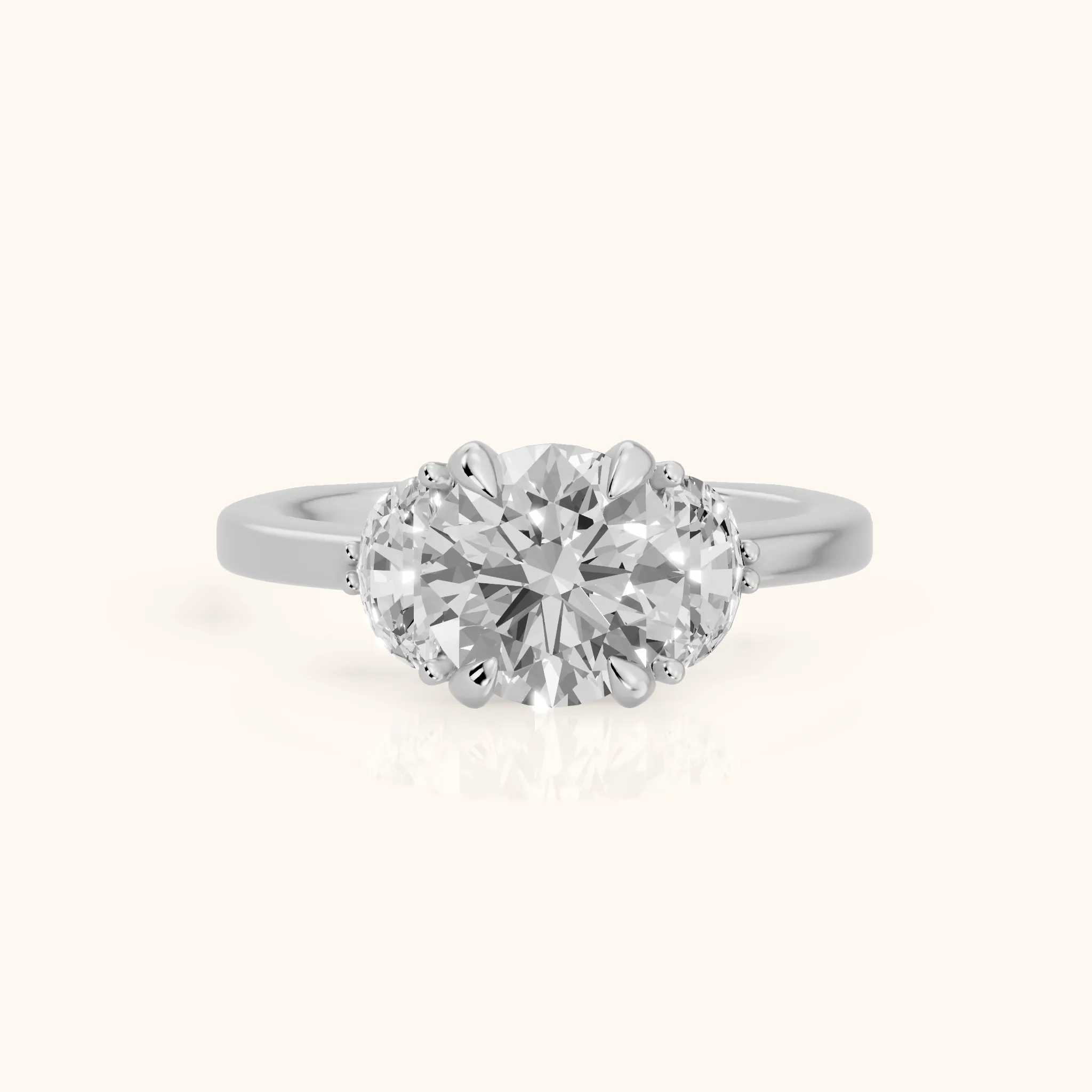 Salida Half-Moon Three-Stone Round Diamond Engagement Ring in Platinum — view 1