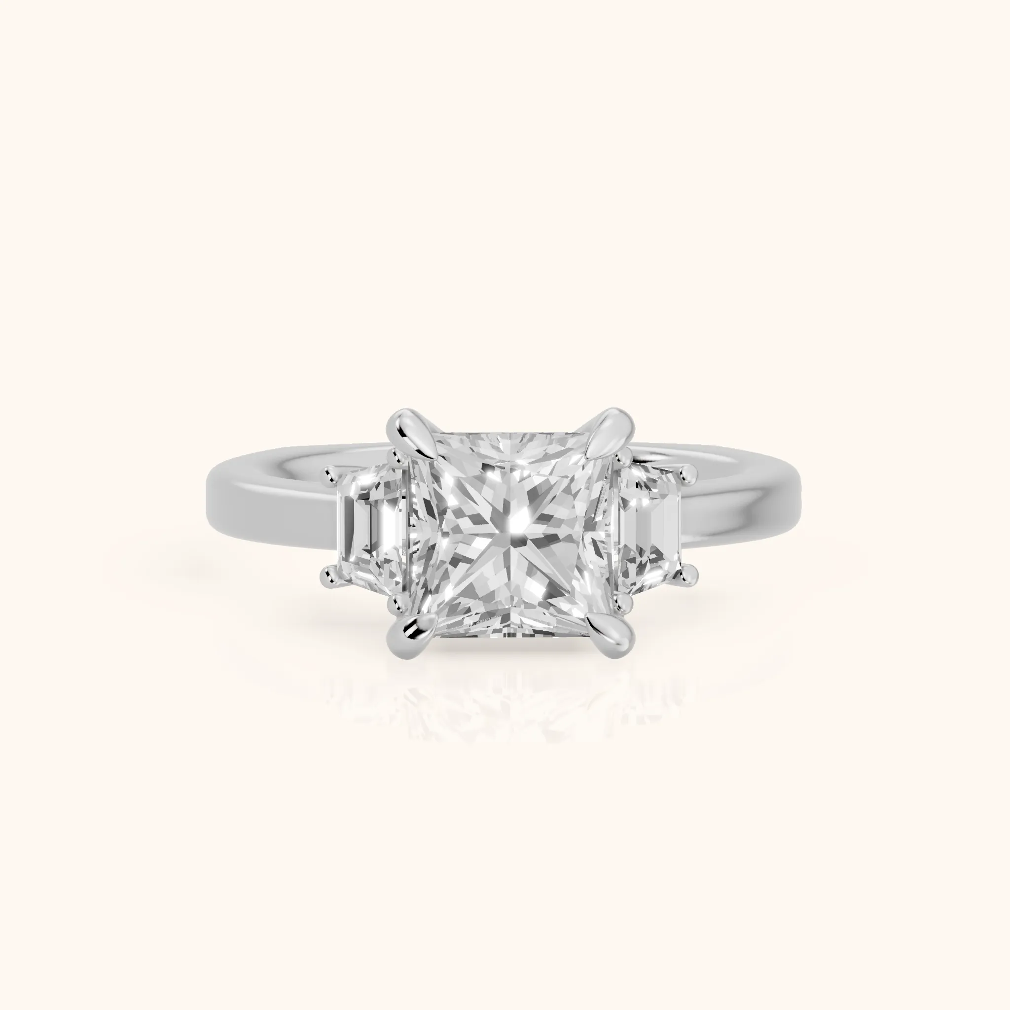 Irvine Trapezoid Three-Stone Princess Diamond Engagement Ring in Silver — view 1