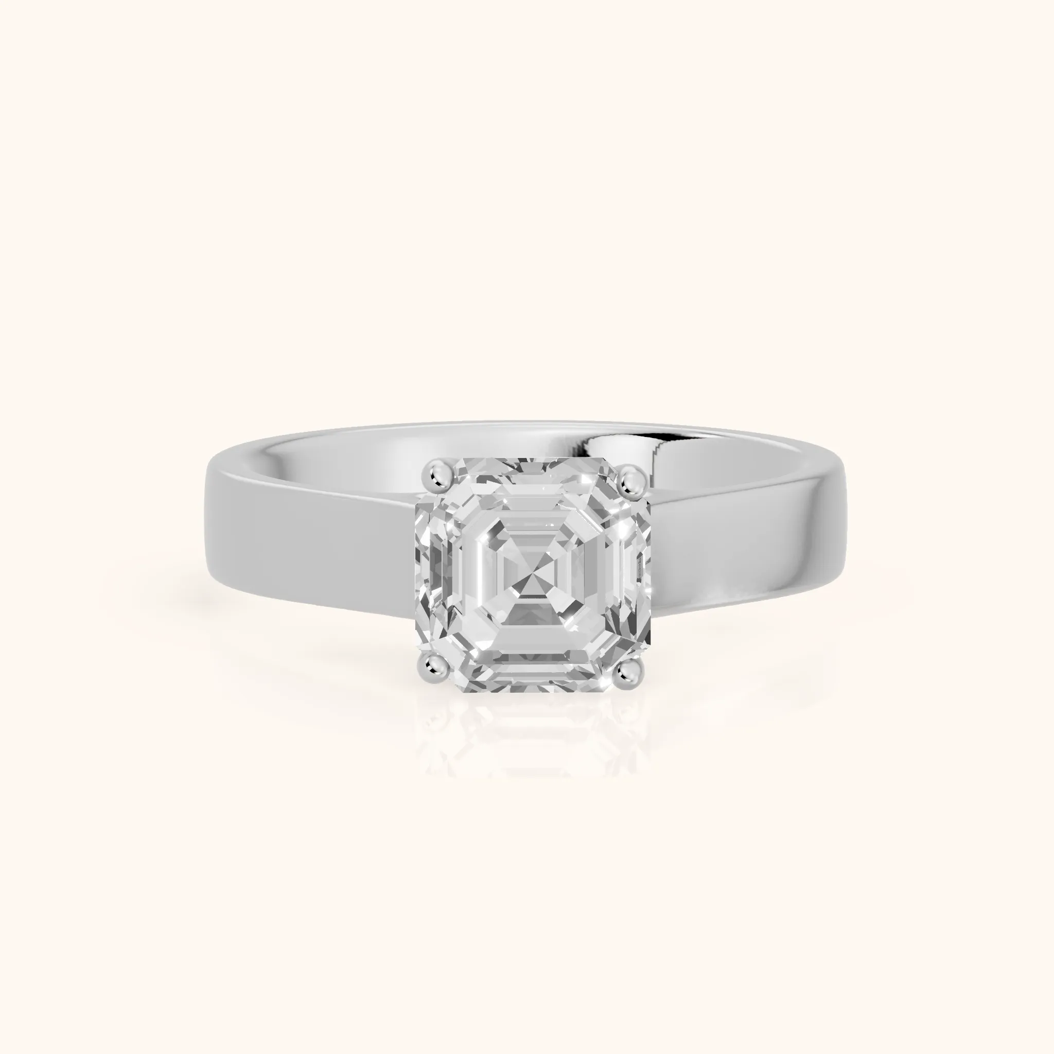Bristol Trellis Solitaire Asscher Diamond Engagement Ring in Silver — view 1