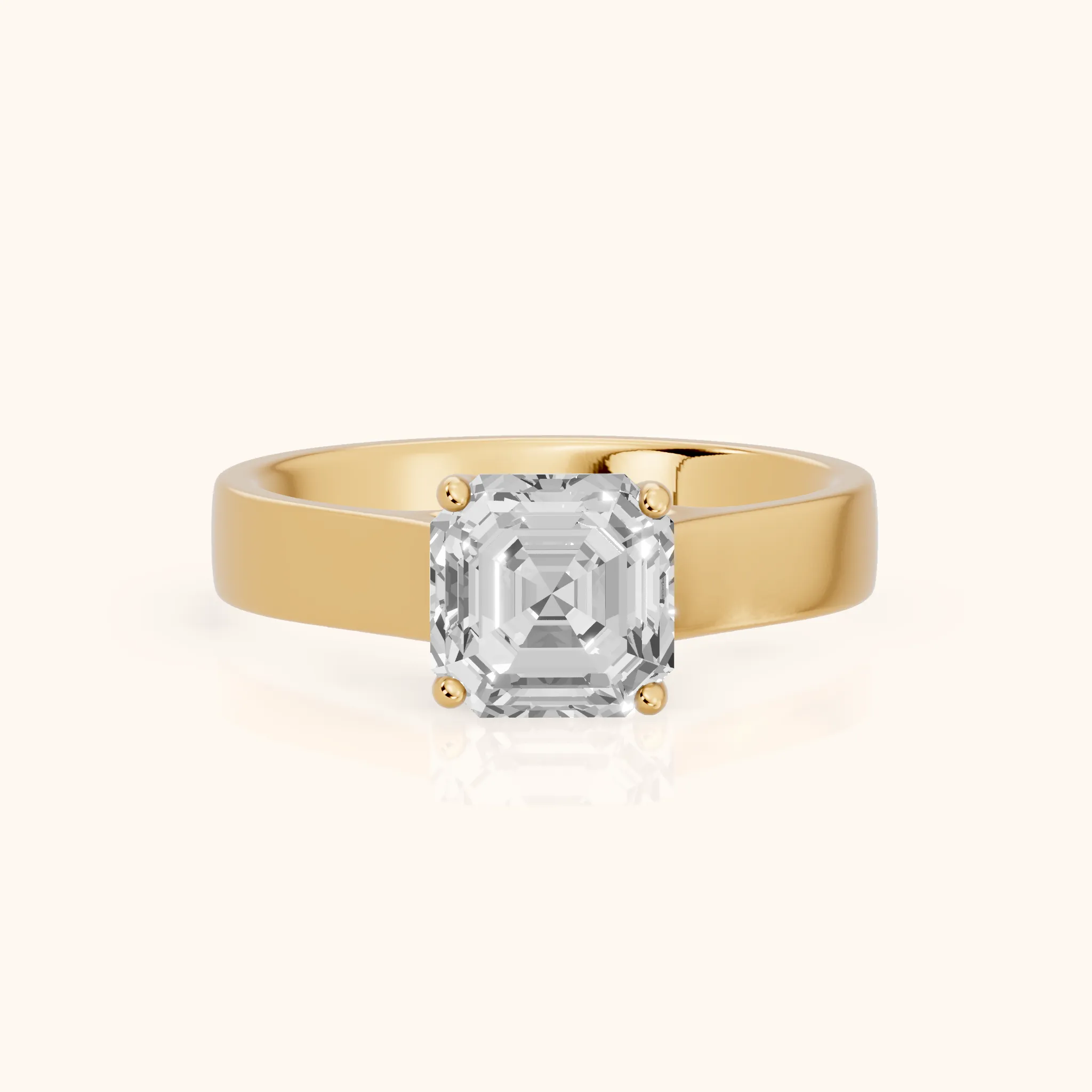 Bristol Trellis Solitaire Asscher Diamond Engagement Ring in Yellow Gold — view 1