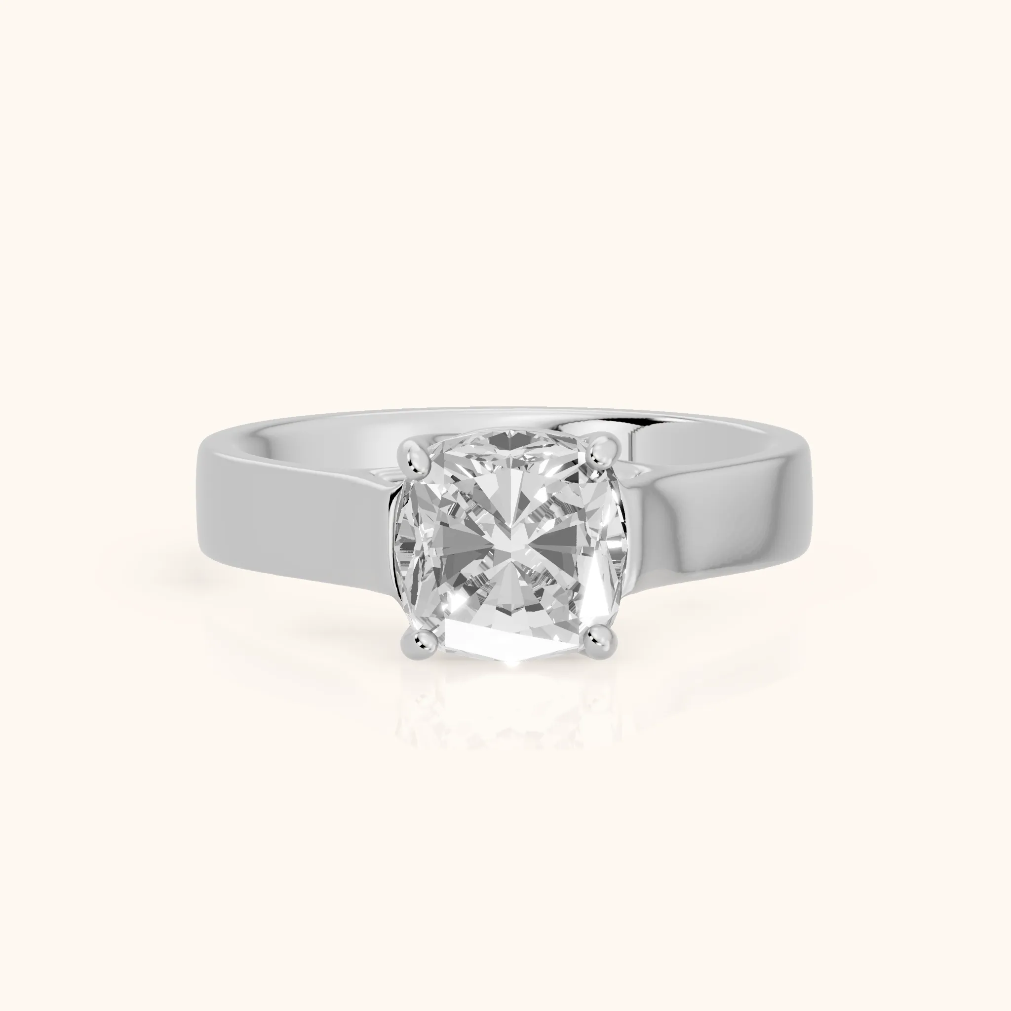 Bristol Trellis Solitaire Cushion Diamond Engagement Ring in Silver — view 1