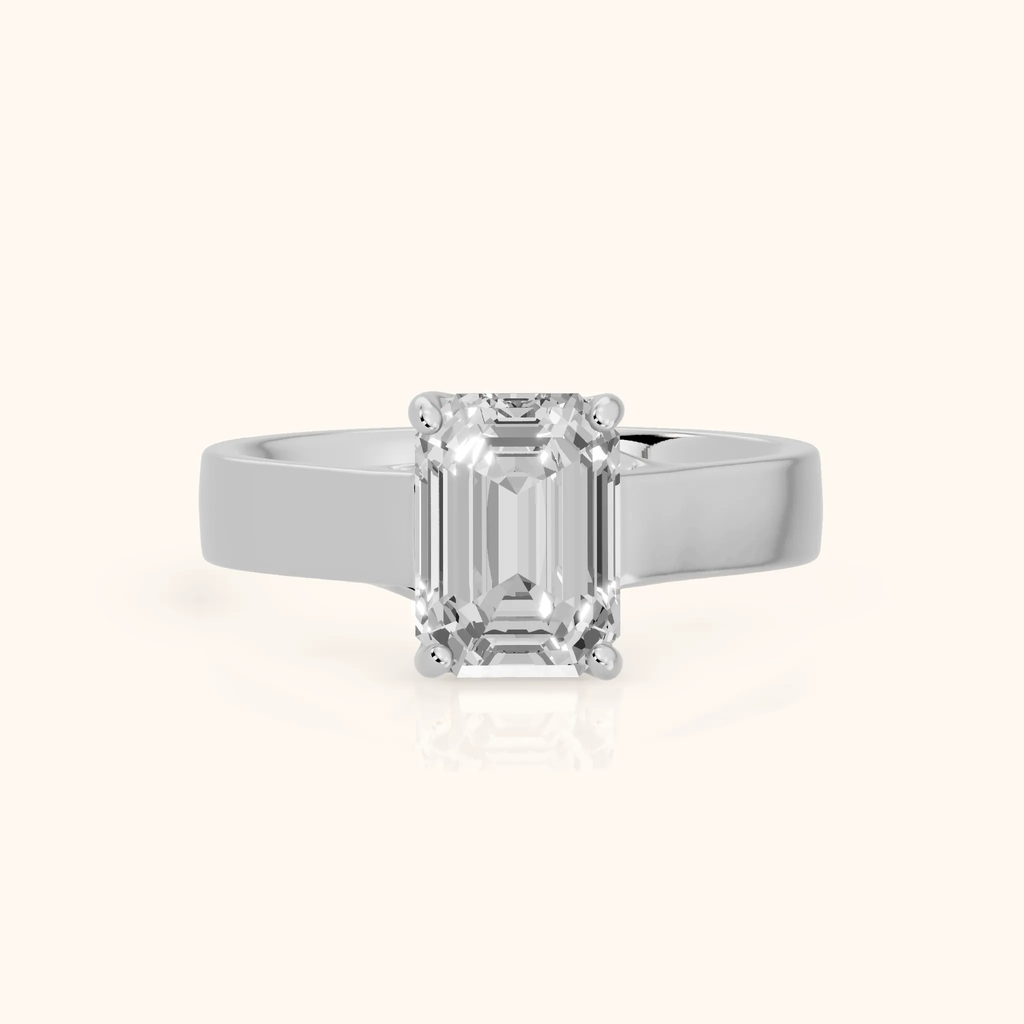 Bristol Trellis Solitaire Emerald Diamond Engagement Ring in Silver — view 1