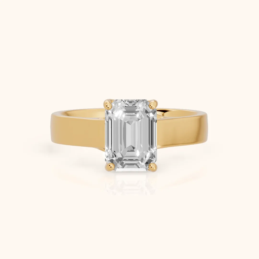 Bristol Trellis Solitaire Emerald Diamond Engagement Ring in Yellow Gold — view 2