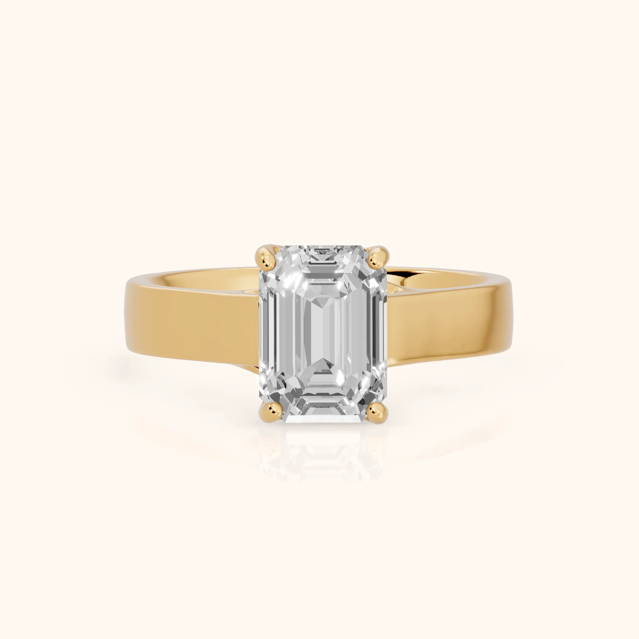 Bristol Trellis Solitaire Emerald Diamond Engagement Ring in Yellow Gold — view 1