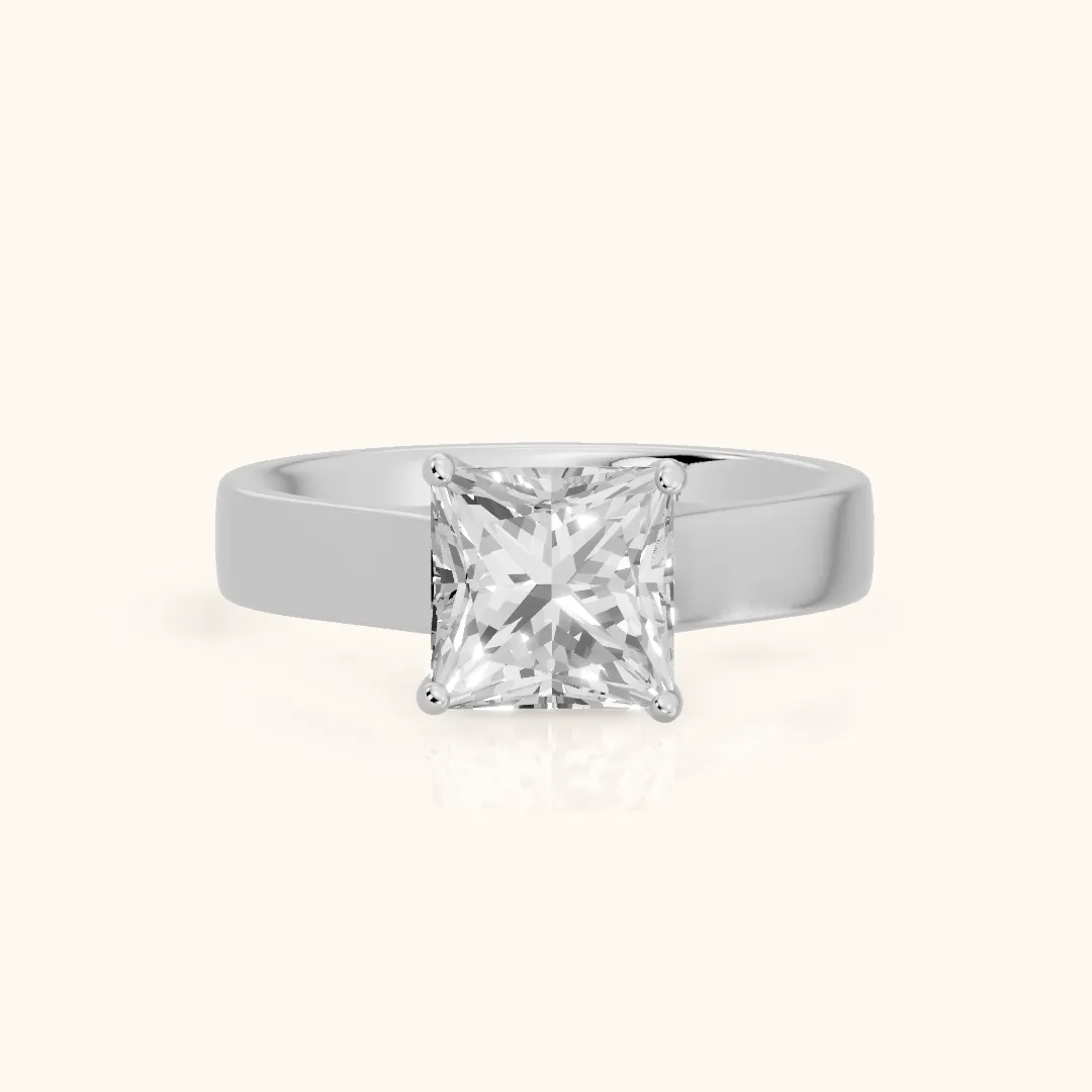 Bristol Trellis Solitaire Princess Diamond Engagement Ring in White Gold — view 2