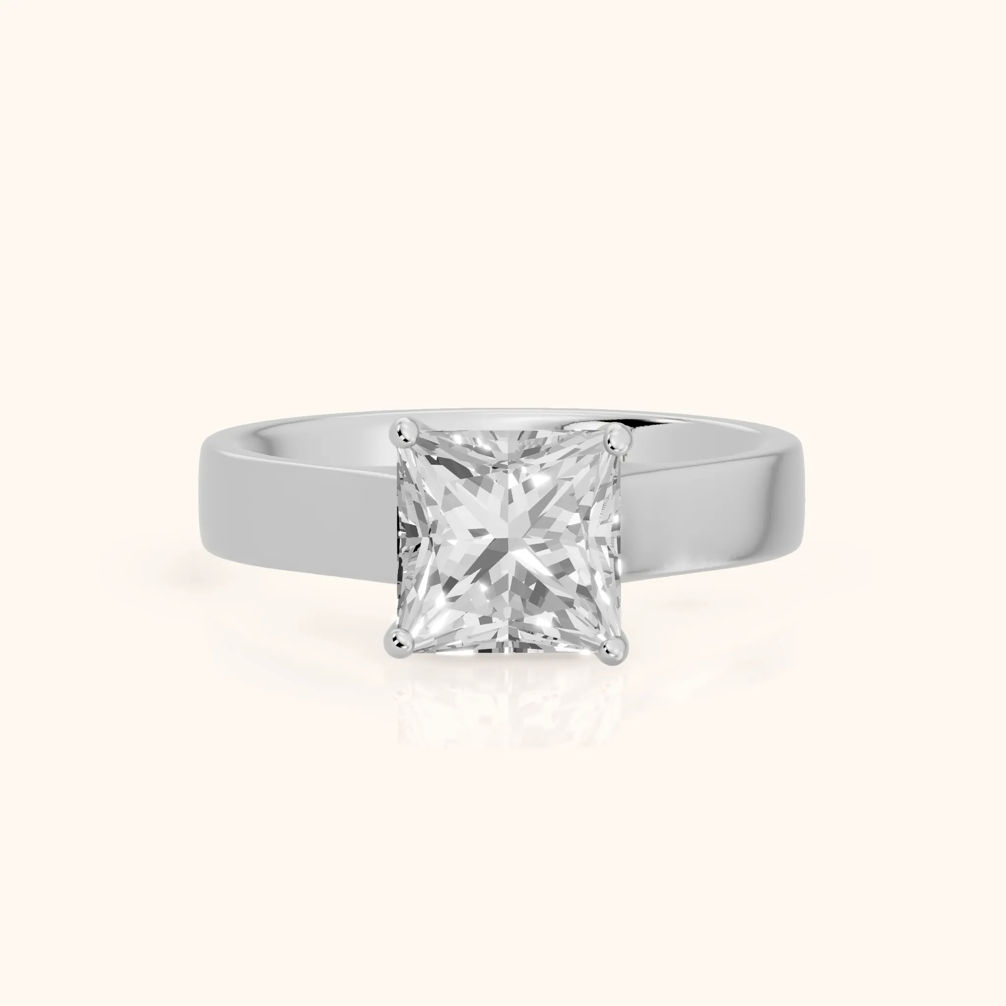 Bristol Trellis Solitaire Princess Diamond Engagement Ring in White Gold — view 1
