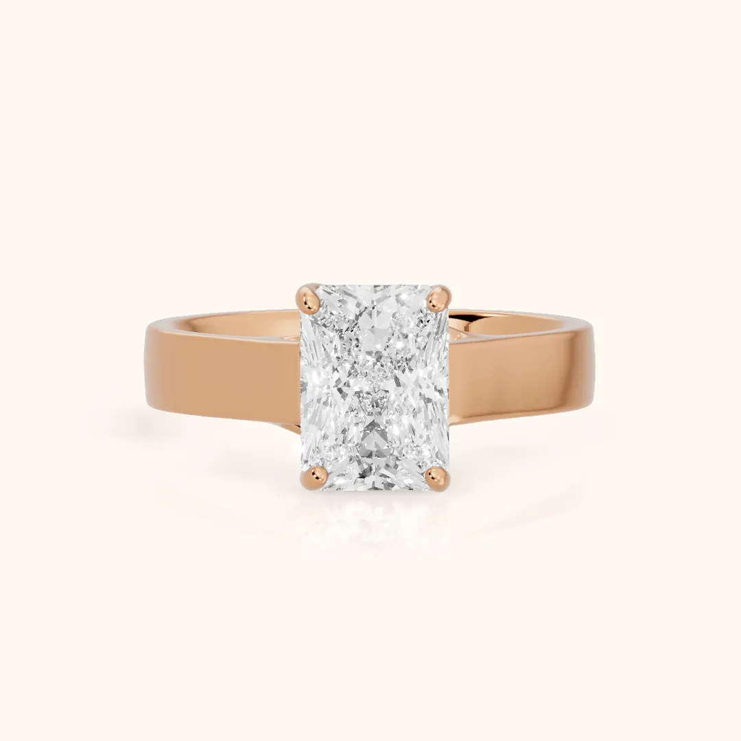 Bristol Trellis Solitaire Radiant Diamond Engagement Ring in Rose Gold — view 2