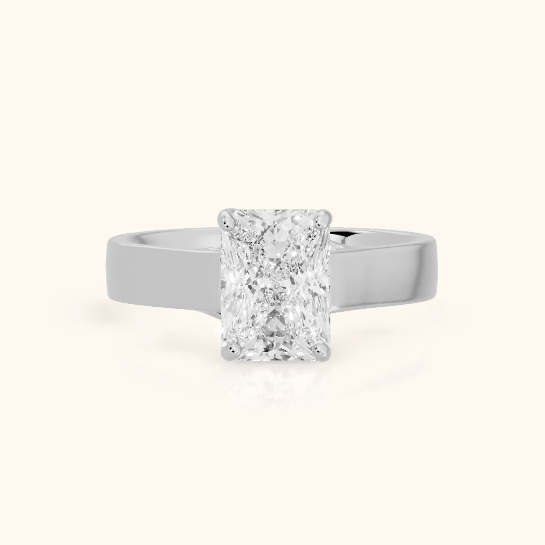 Bristol Trellis Solitaire Radiant Diamond Engagement Ring in Silver — view 2