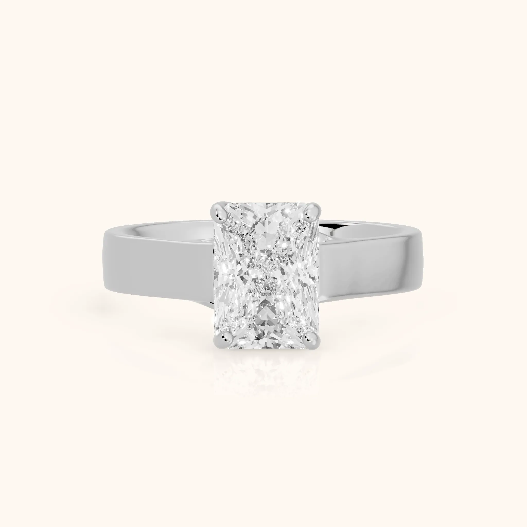Bristol Trellis Solitaire Radiant Diamond Engagement Ring in Silver — view 1