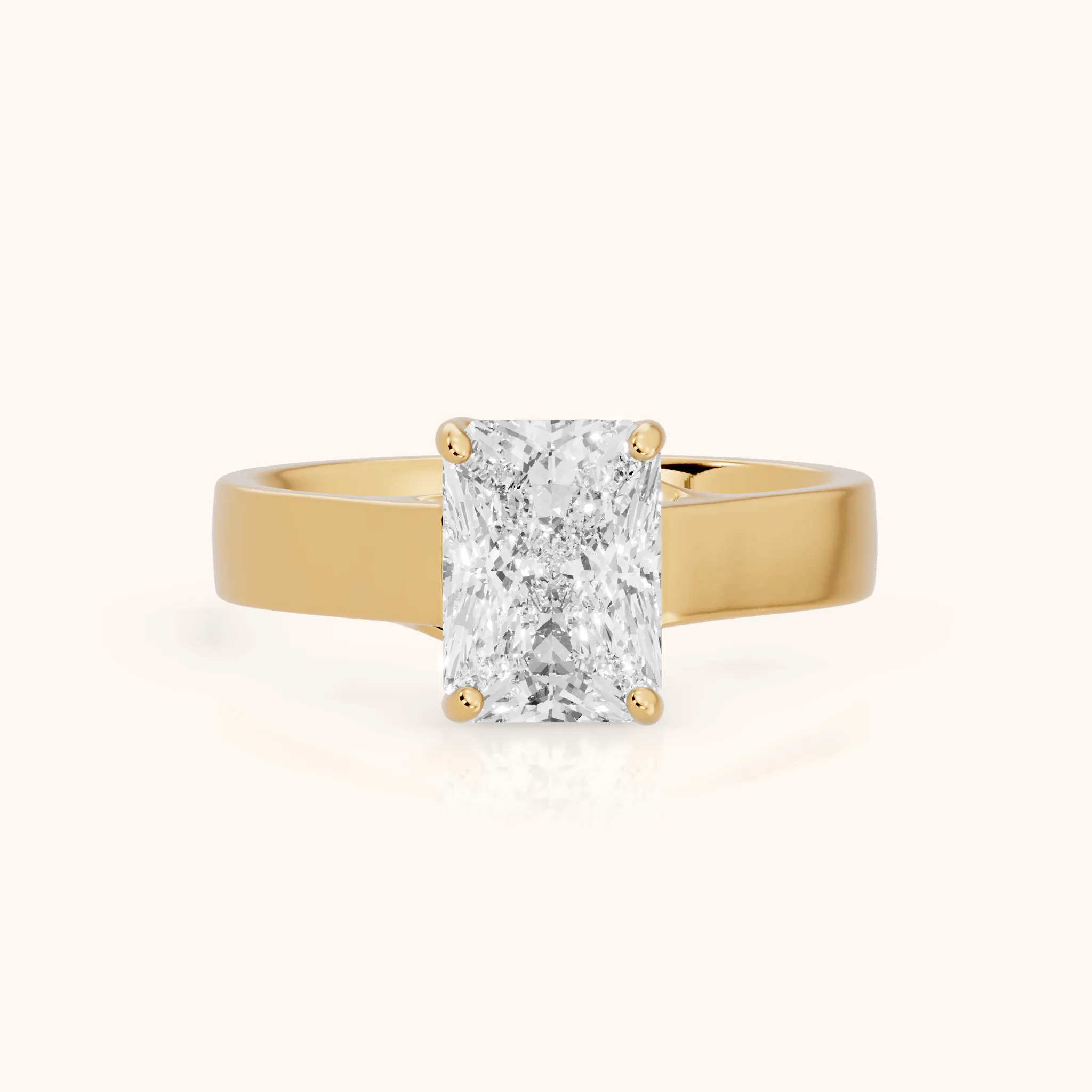 Bristol Trellis Solitaire Radiant Diamond Engagement Ring in Yellow Gold — view 1