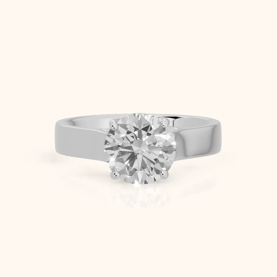 Bristol Trellis Solitaire Round Diamond Engagement Ring in Silver — view 2